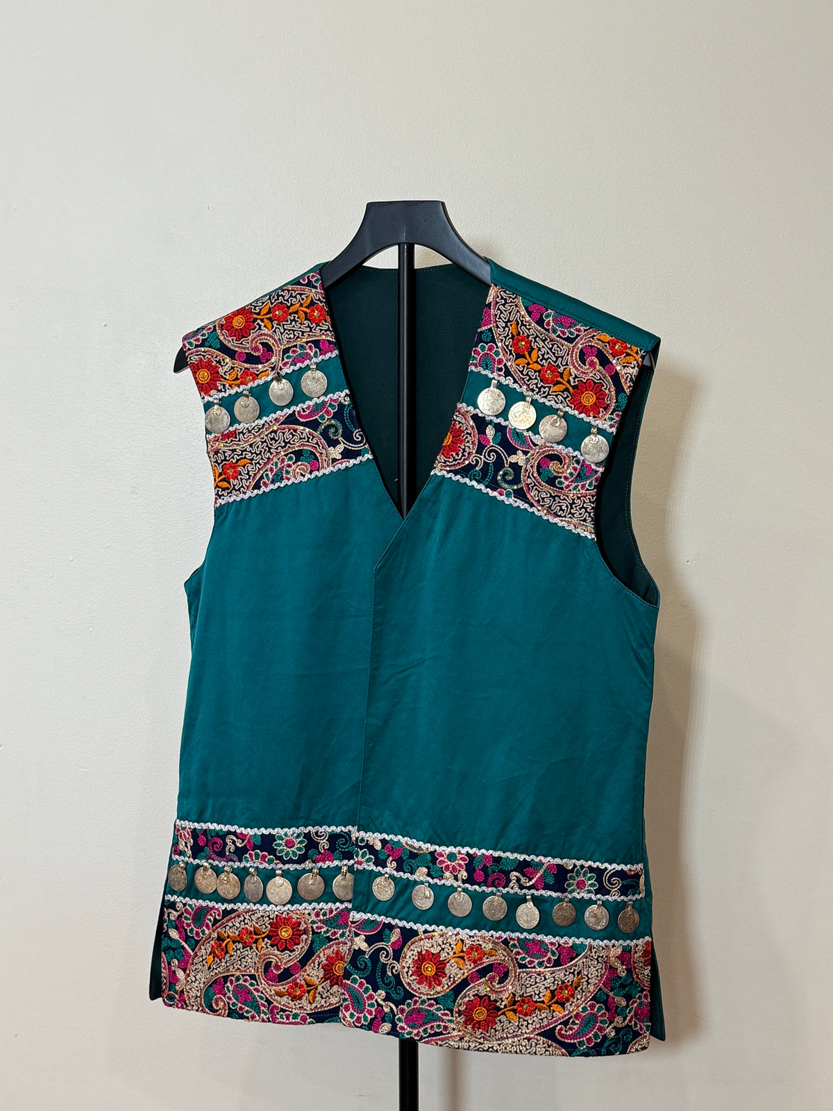 Afghan Kuchi Dress vest sea green