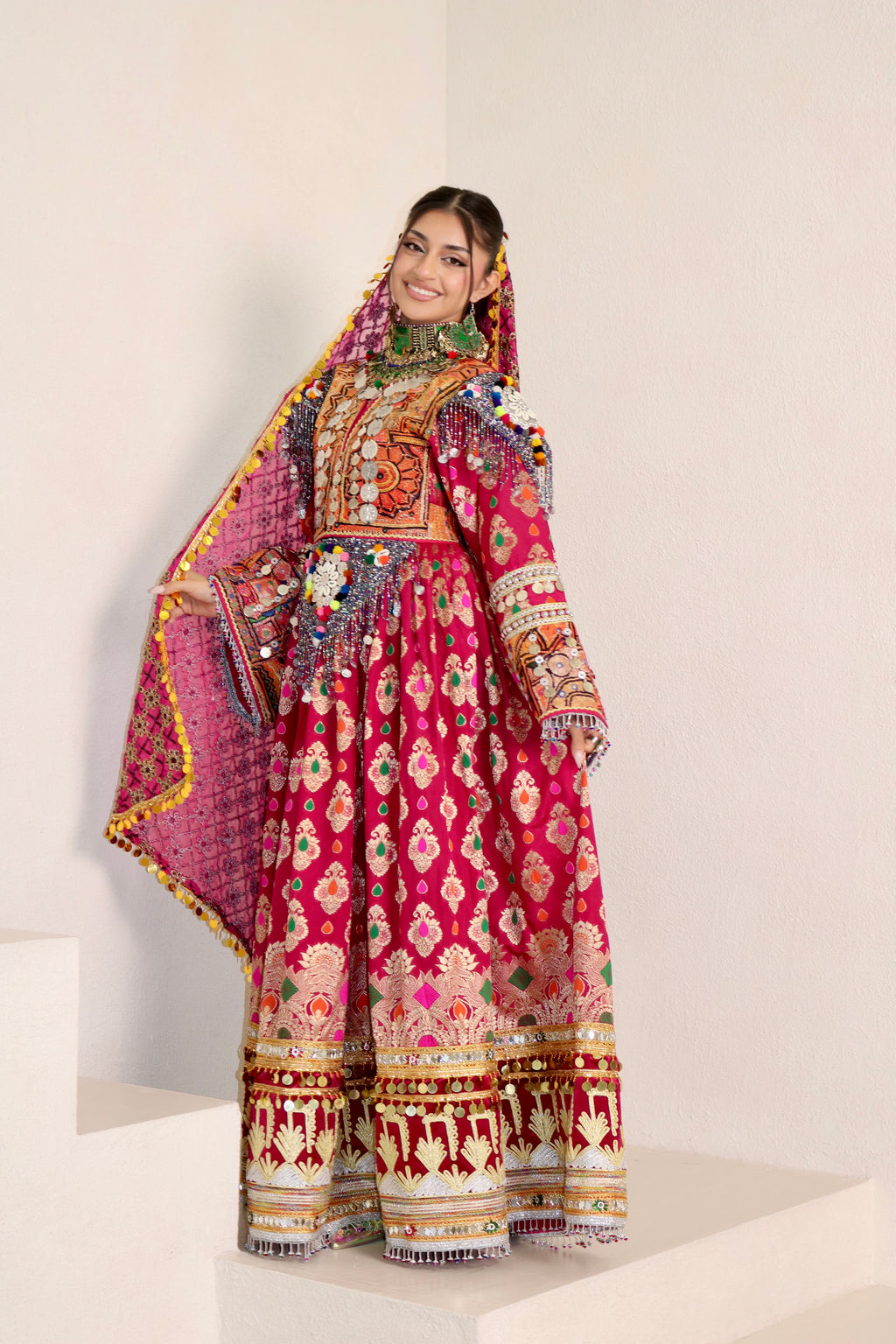 Mursal Afghan Kuchi Dress (hot pink)