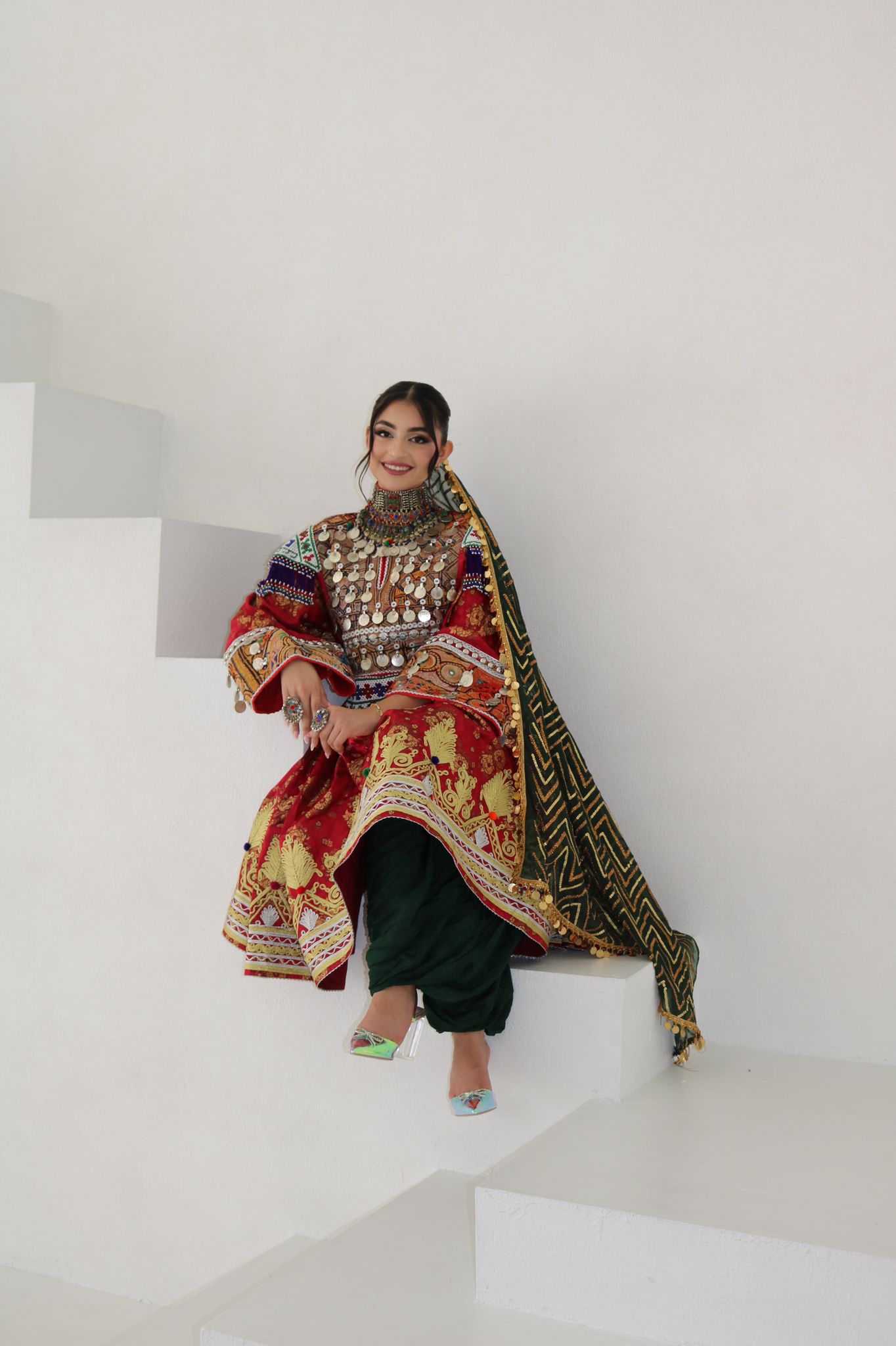 Farzana Afghan Kuchi Dress (red)