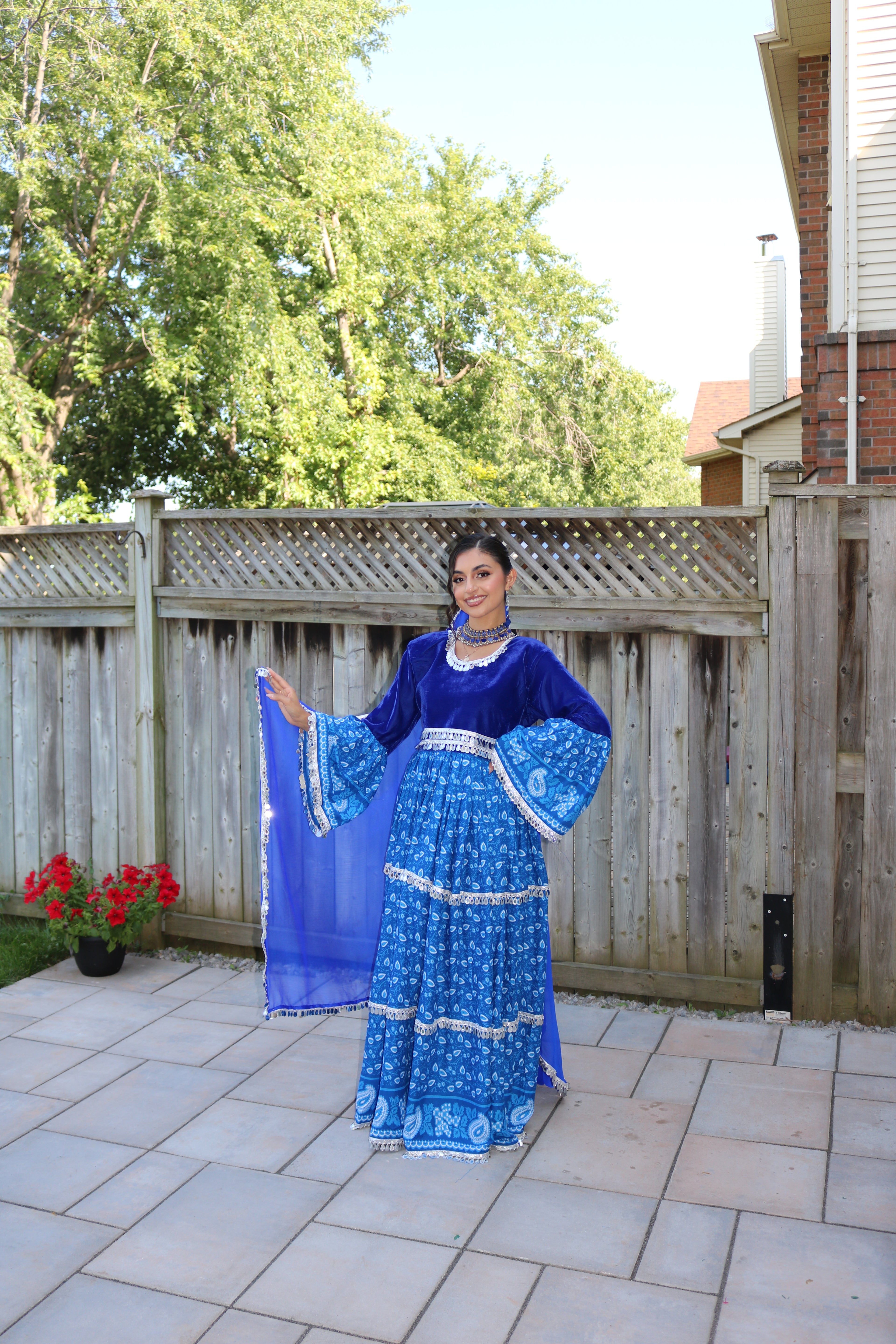 Sarah Afghan Kuchi Dress ( blue)