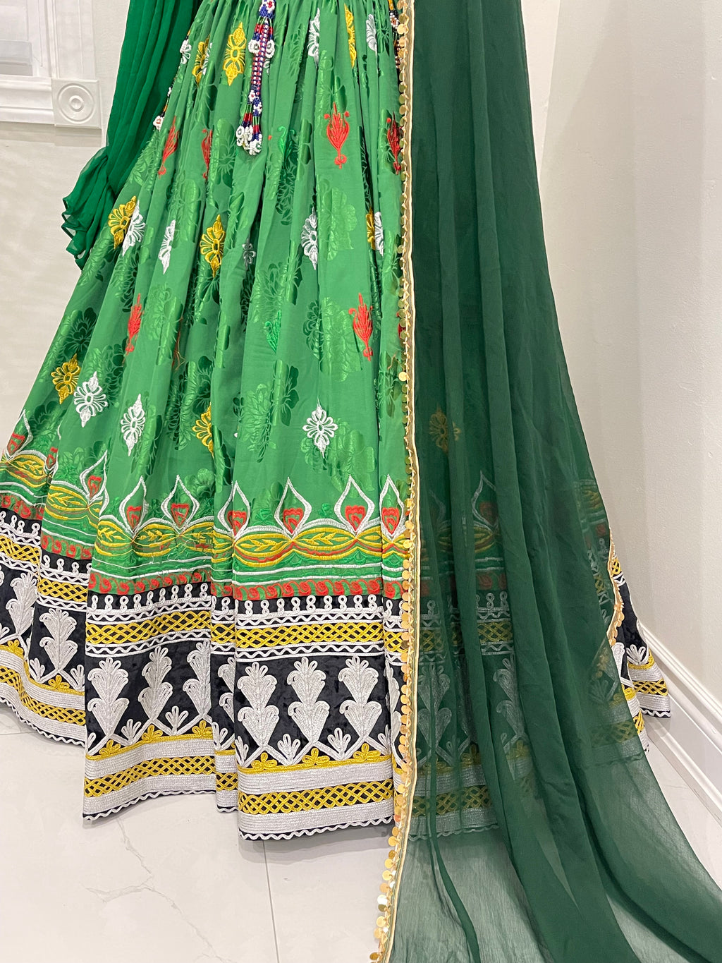 Nelofar Afghan Kuchi Dress -Green
