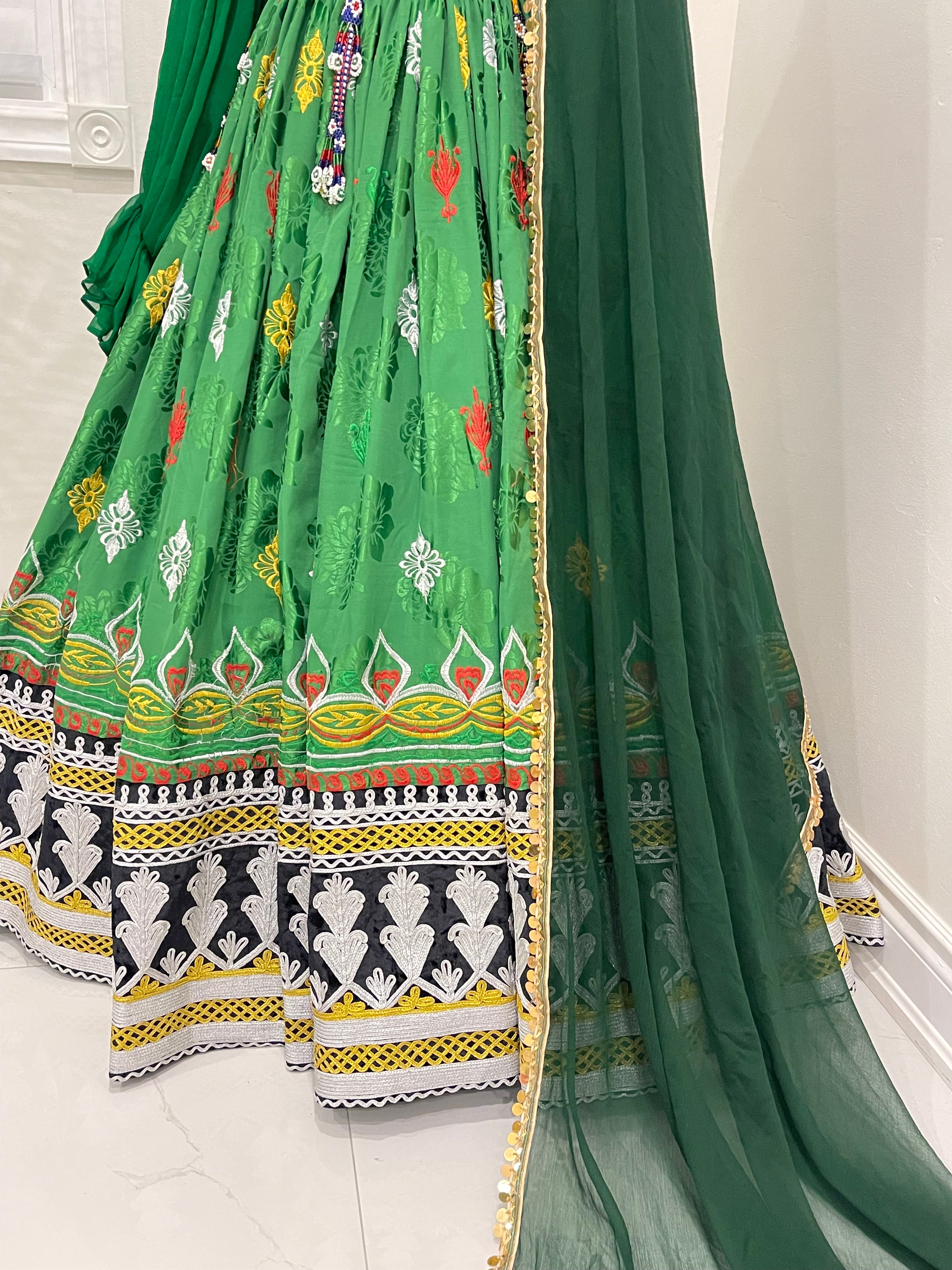Nelofar Afghan Kuchi Dress -Green