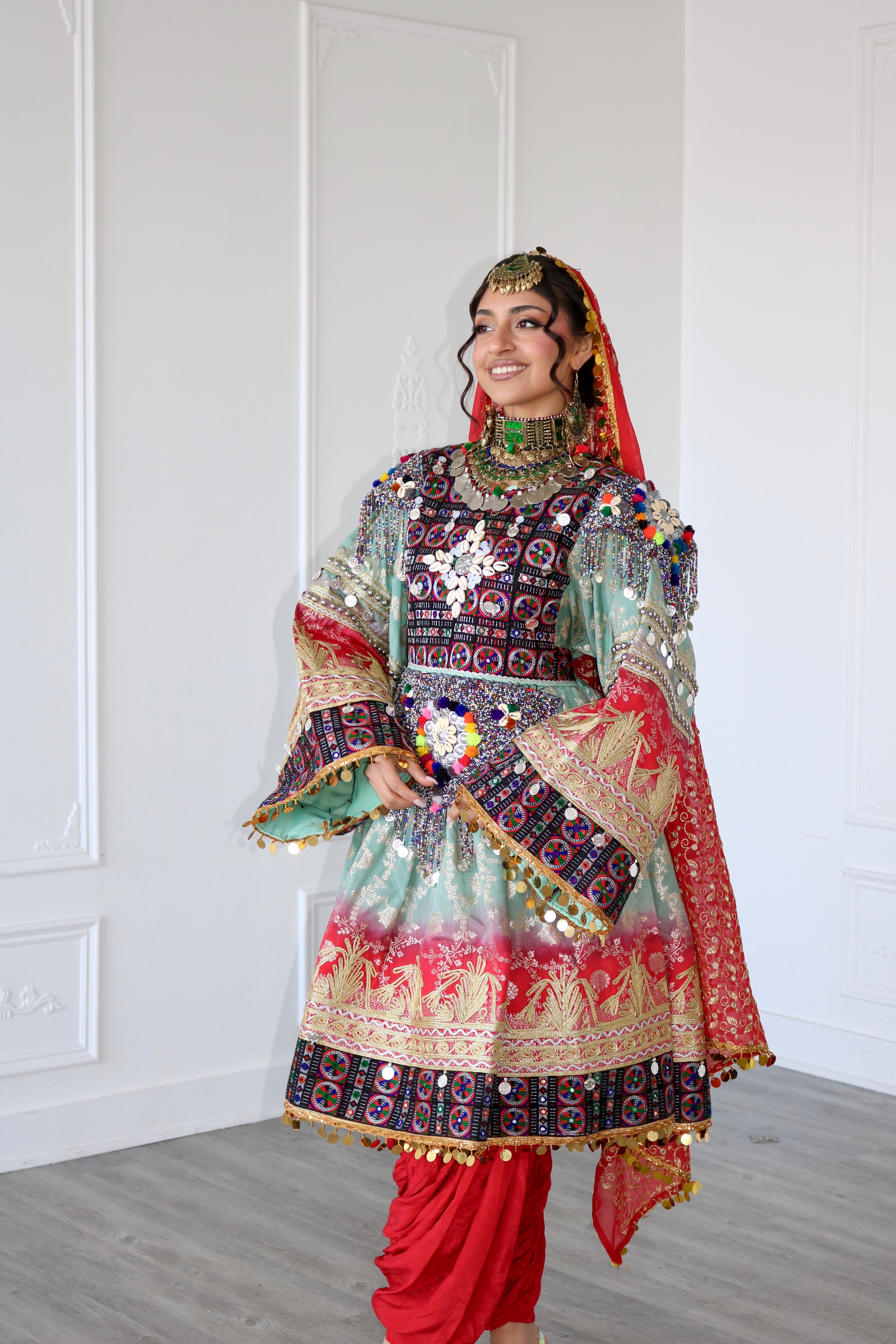 Afghan Kuchi Dress (blue/red)