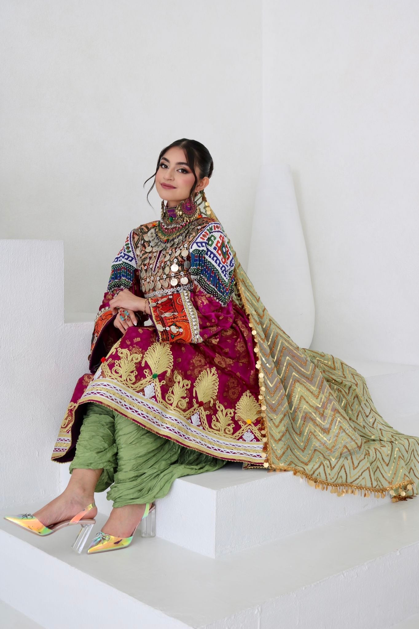 Farzana Afghan Kuchi Dress (purple)