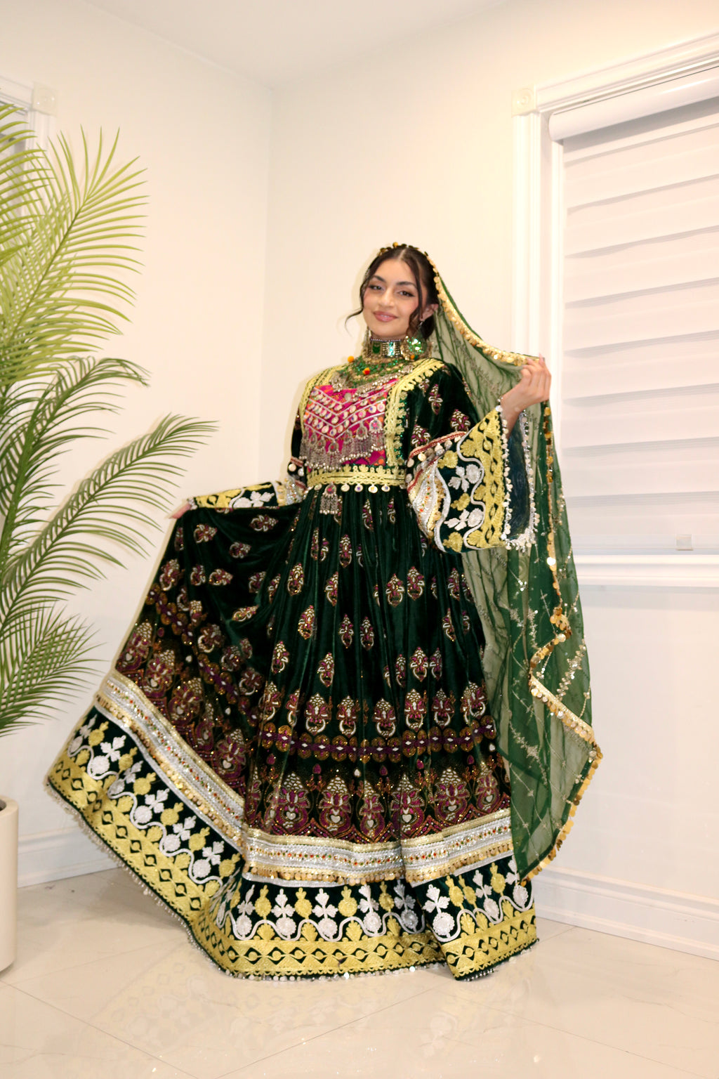Muska Afghan Kuchi Dress (GREEN)