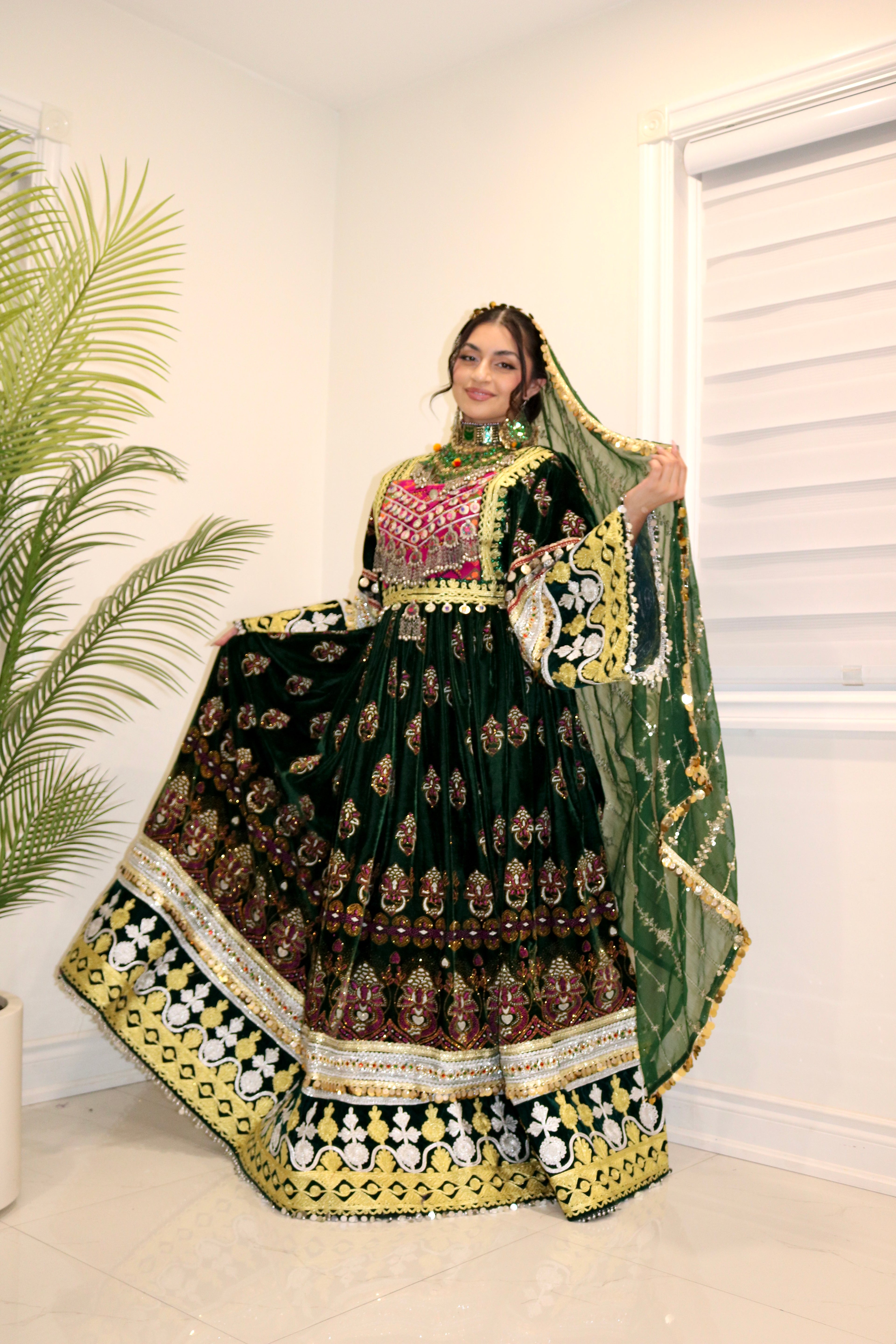 Muska Afghan Kuchi Dress (GREEN)