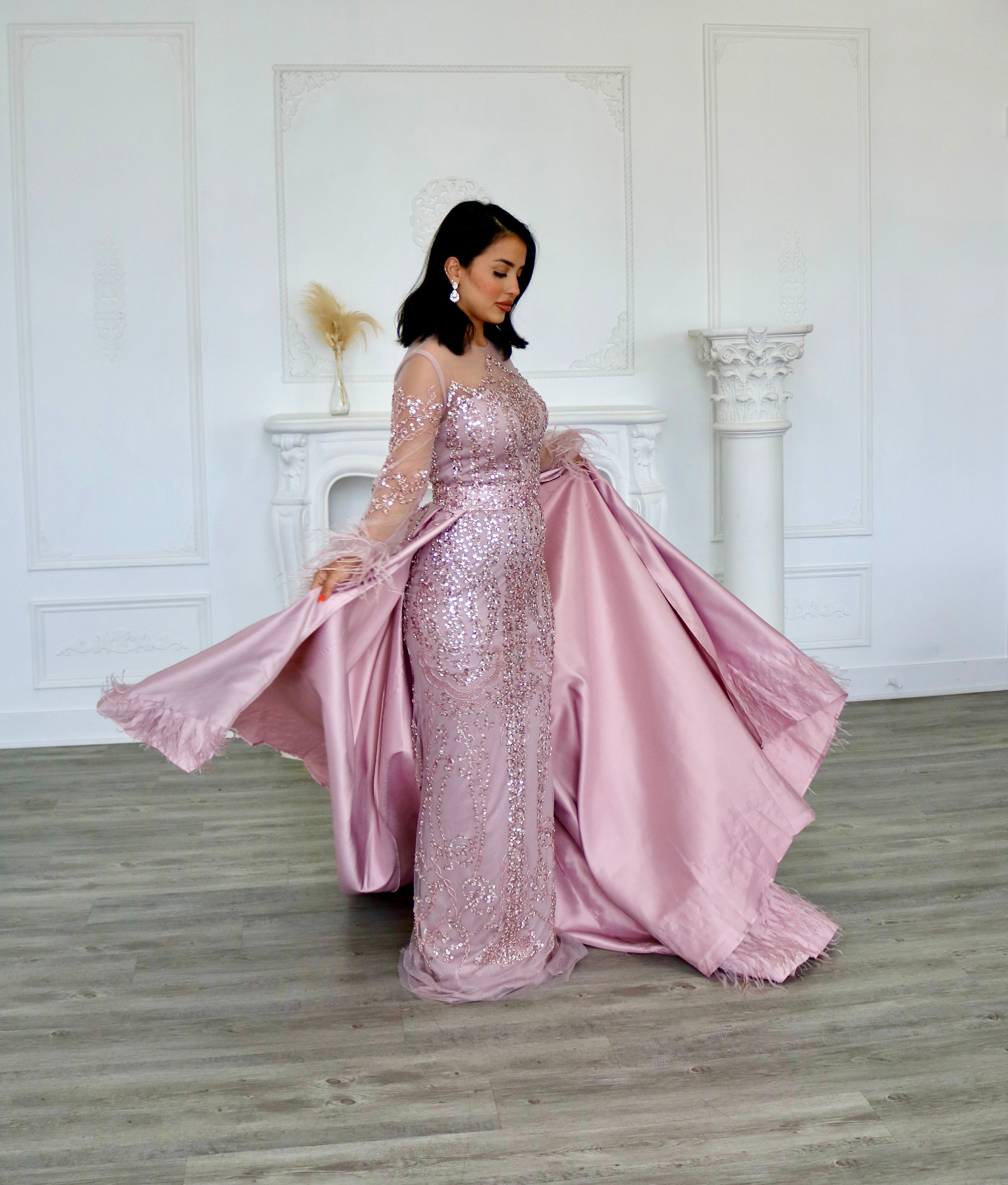High Neck Beaded Evening Dress