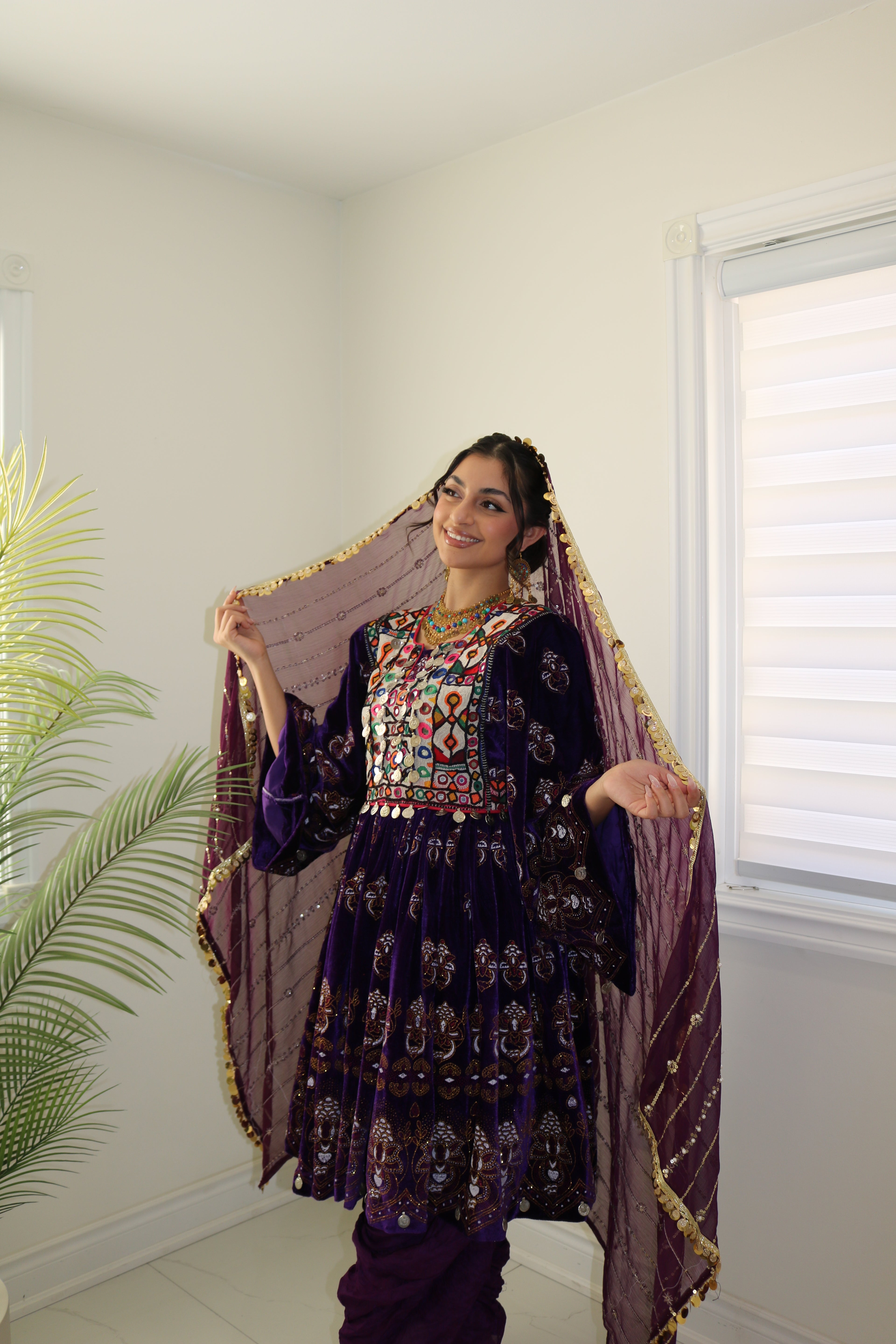 Wahida Afghan Kuchi Dress (purple)
