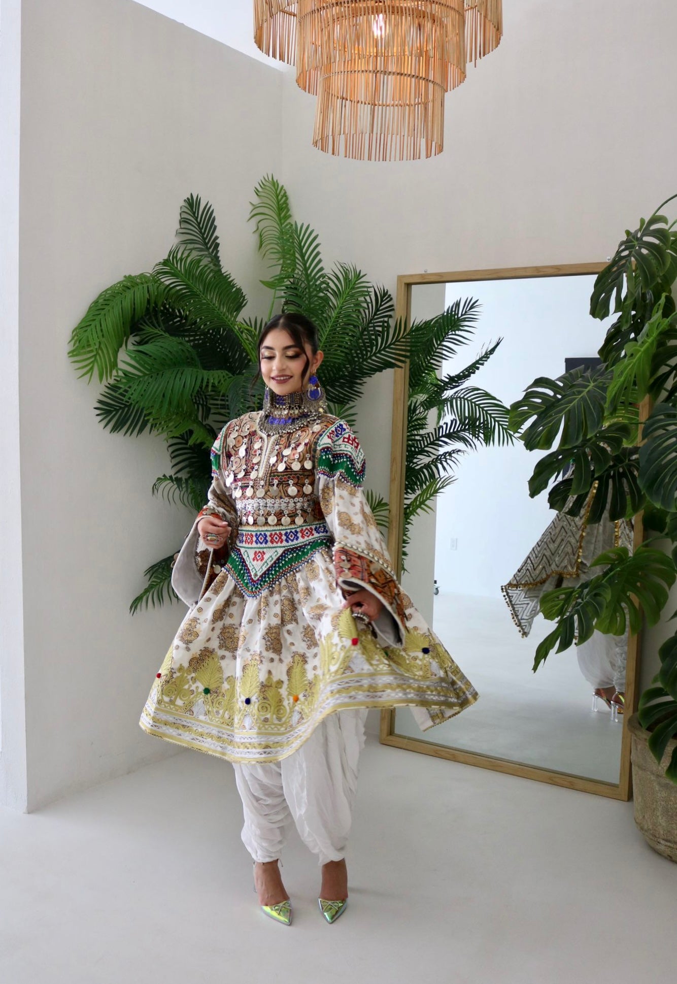 Farzana Afghan Kuchi Dress (white)