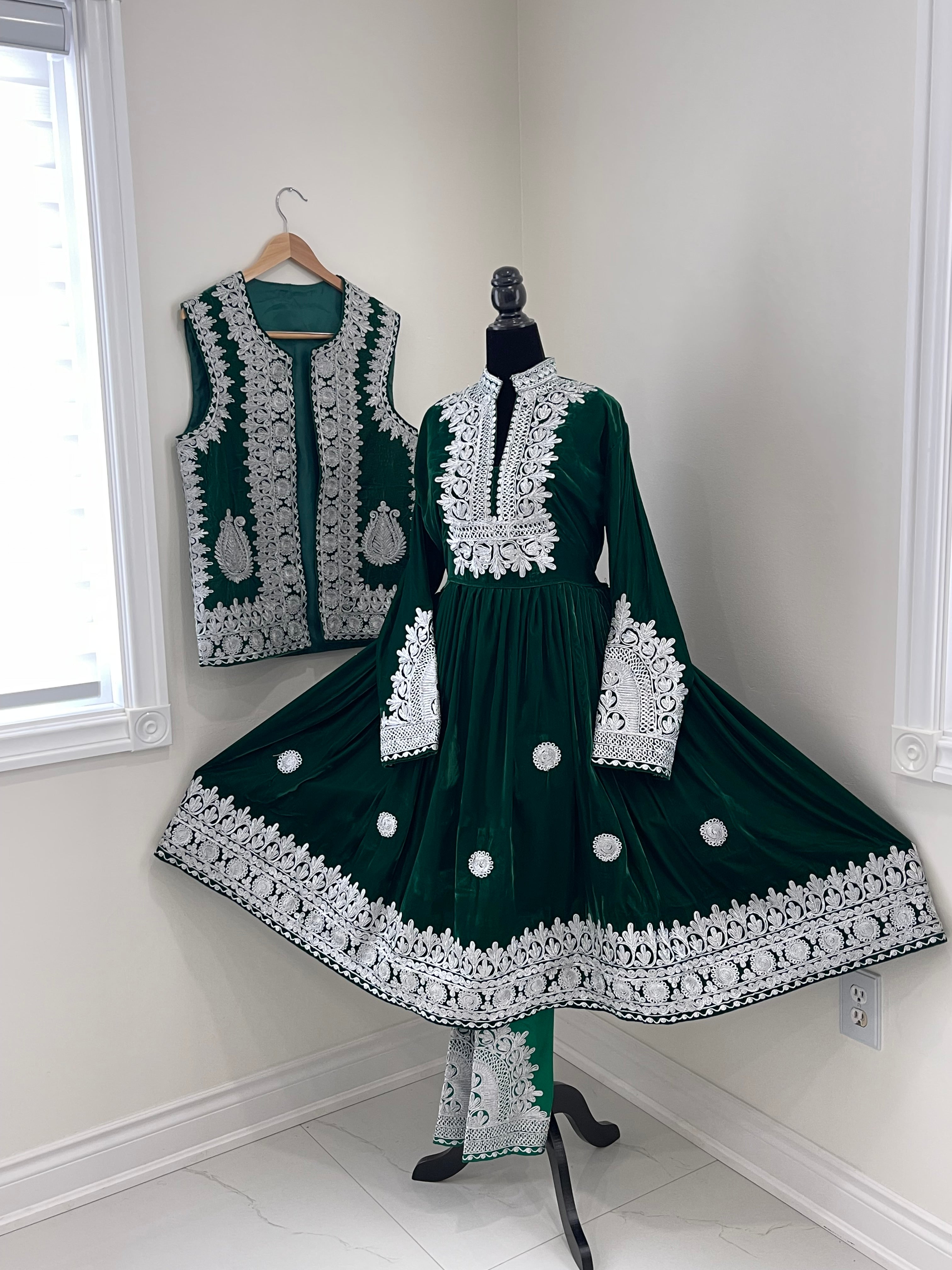 Nel Afghan Kuchi Dress Green