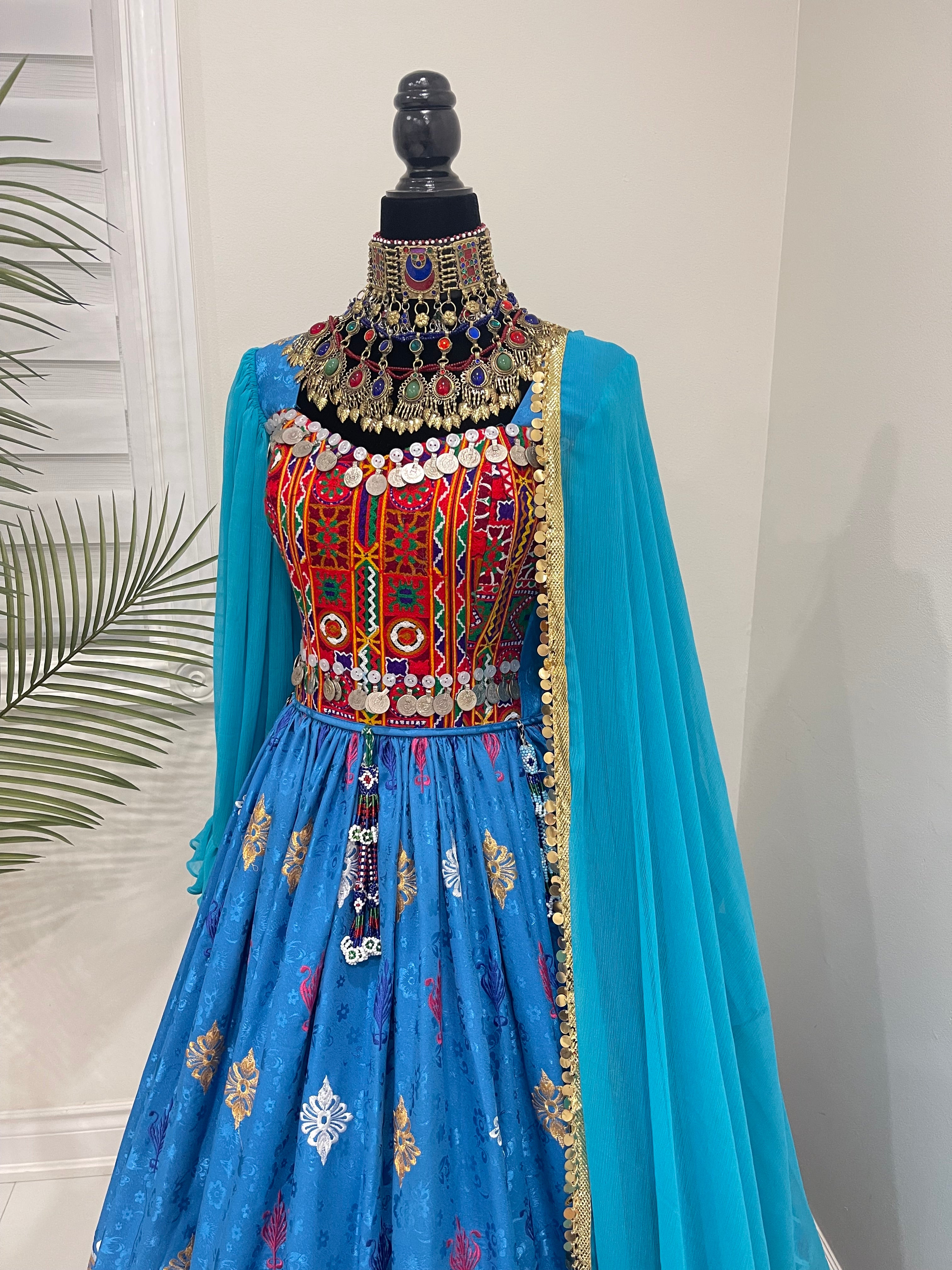 Nelofar Afghan Kuchi Dress - Blue