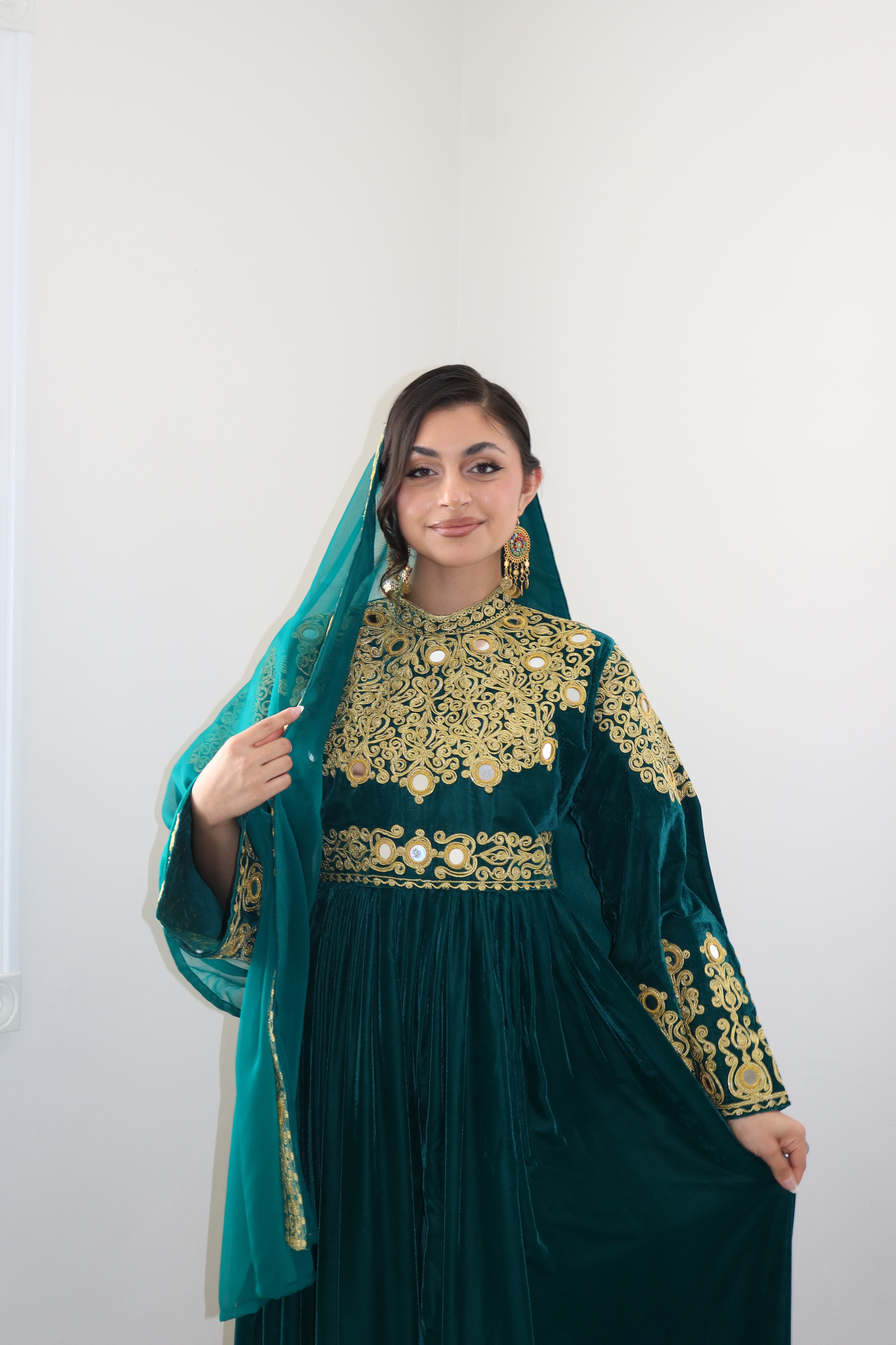 Sahar Afghan Kuchi Dress (sea green)