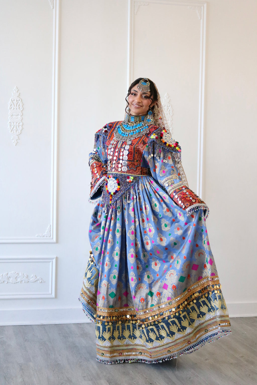 Mursal Afghan Kuchi Dress (blue/gray)
