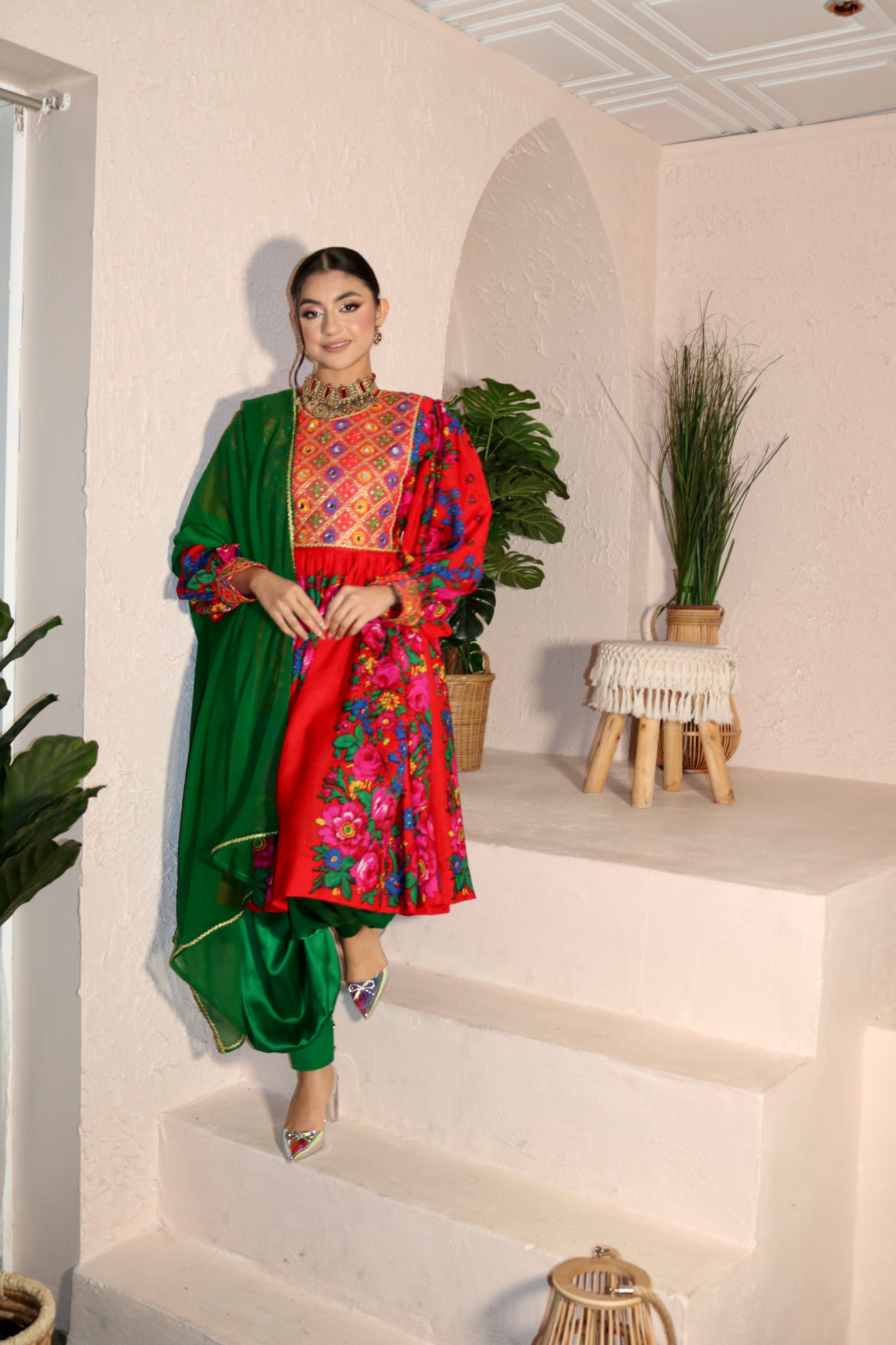 Morsal Afghan Kuchi Dress (red)