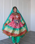 Afghan Kuchi Dress (pink/ sea green)