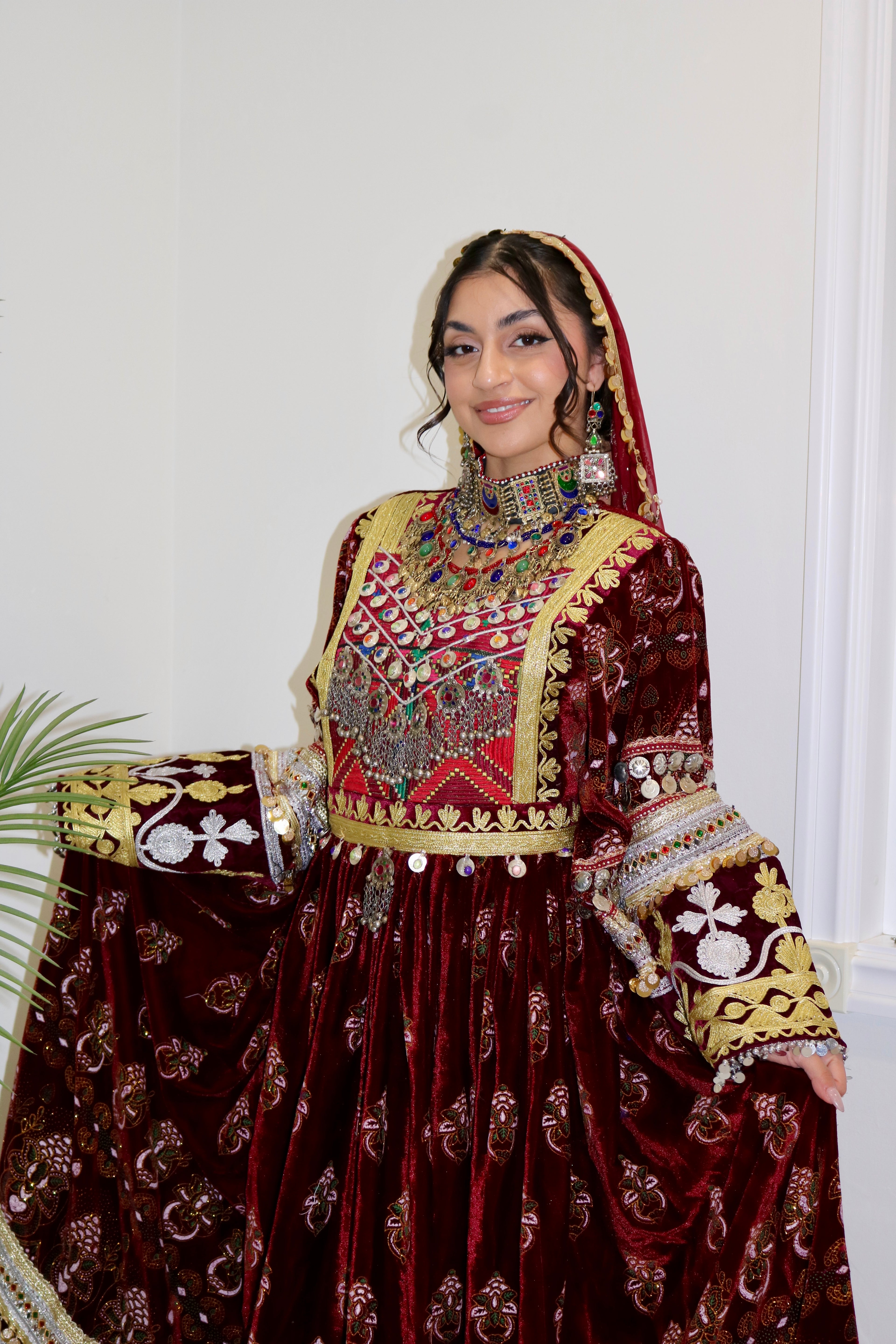 Muska Afghan Kuchi Dress (MAROON)
