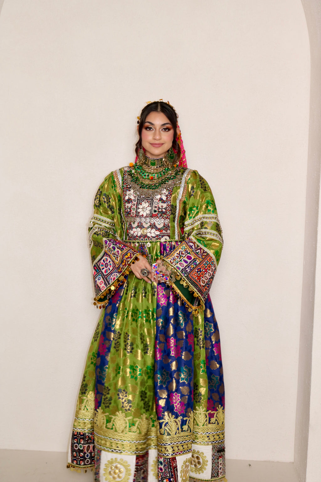 Sabrina Afghan Kuchi Dress (royal blue/green)