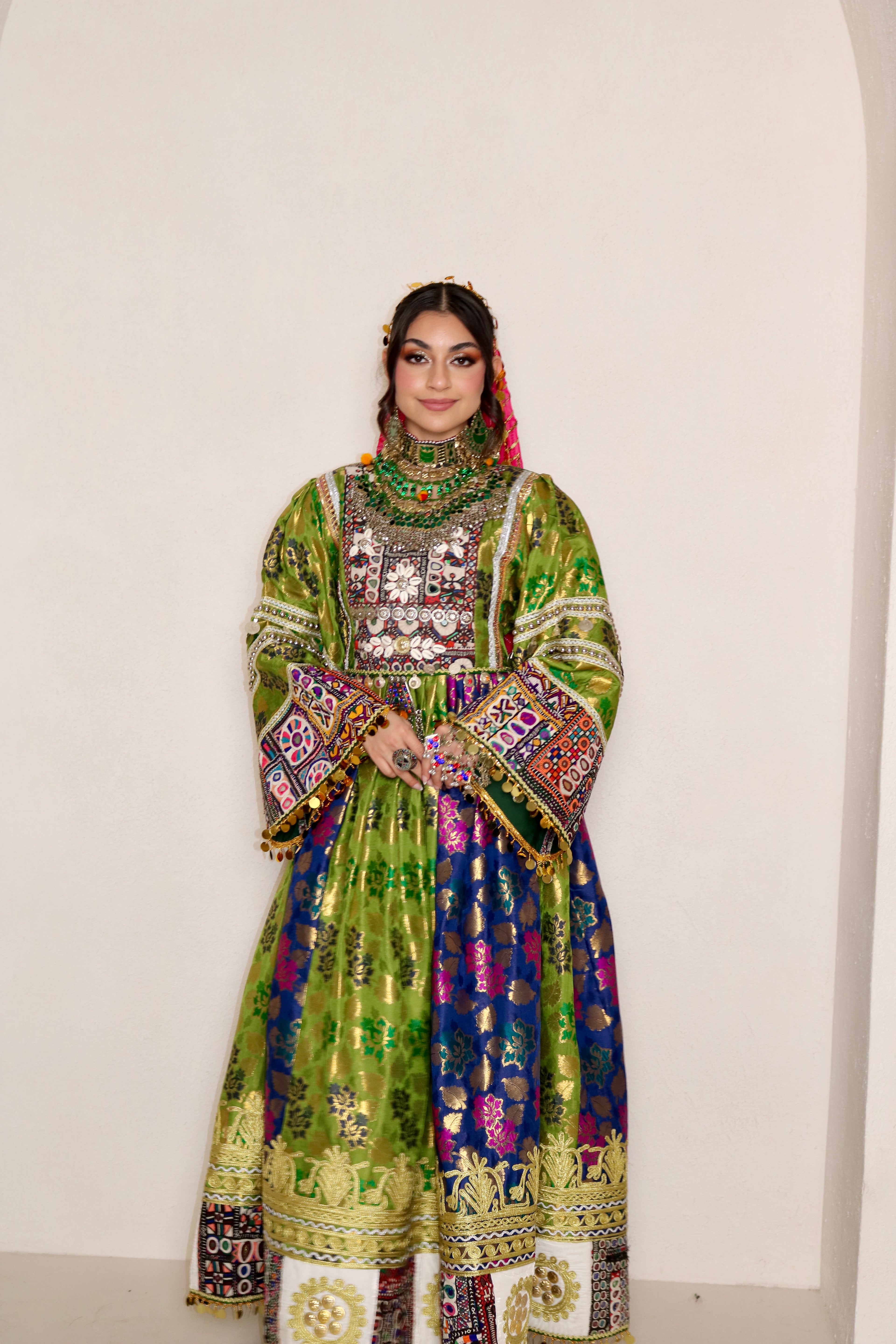 Sabrina Afghan Kuchi Dress (royal blue/green)