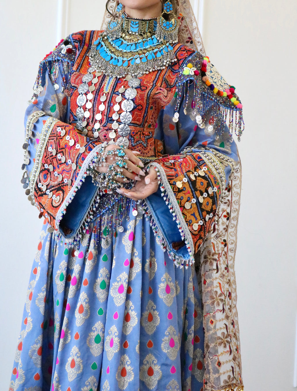 Mursal Afghan Kuchi Dress (blue/gray)