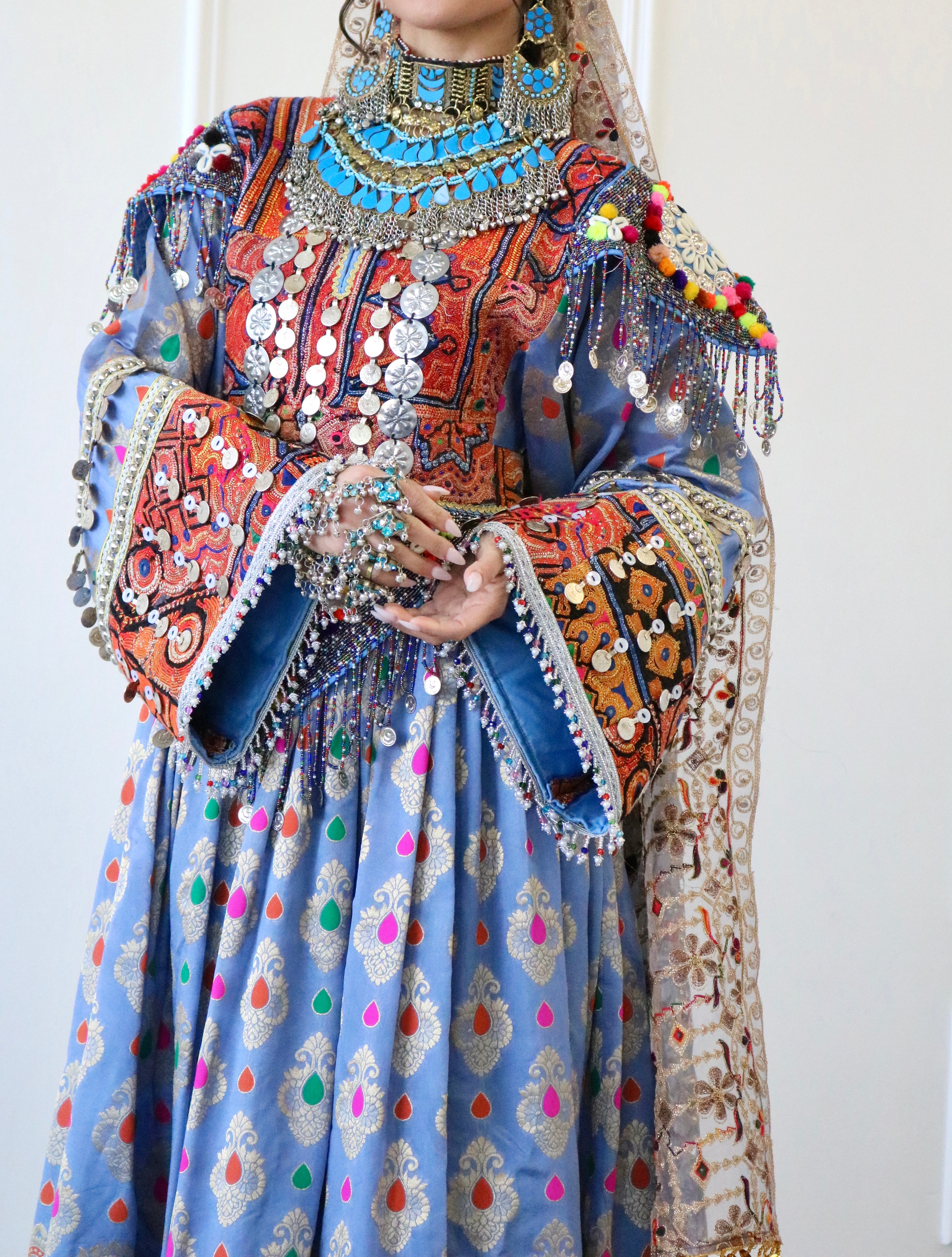 Mursal Afghan Kuchi Dress (blue/gray)