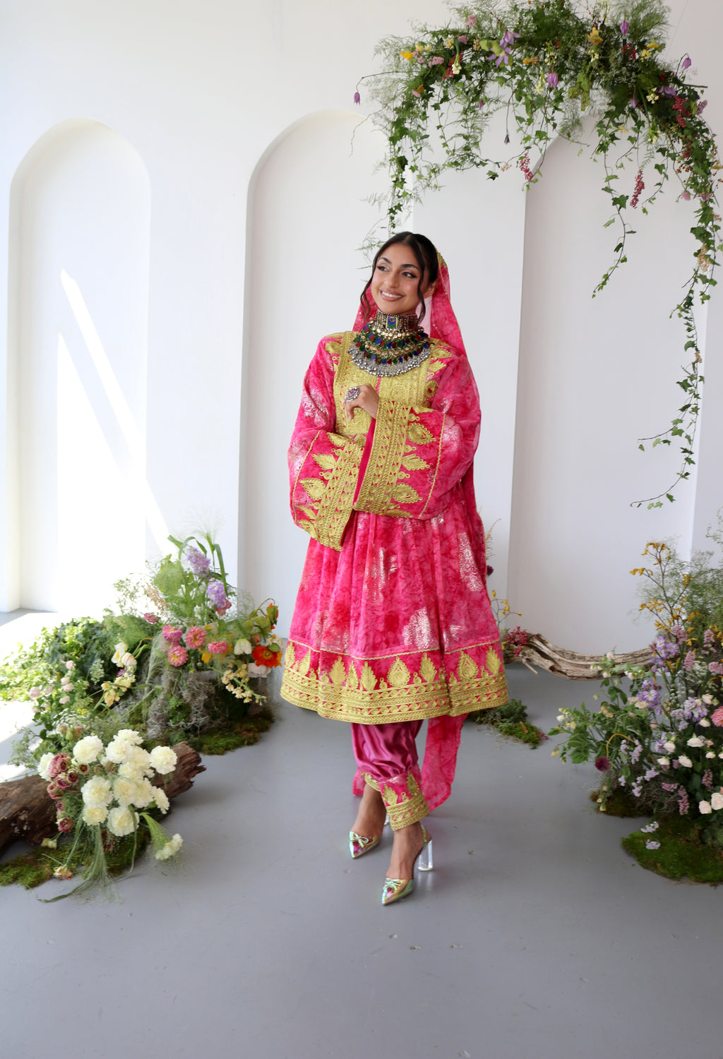 Farah Afghan Kuchi Dress (pink)