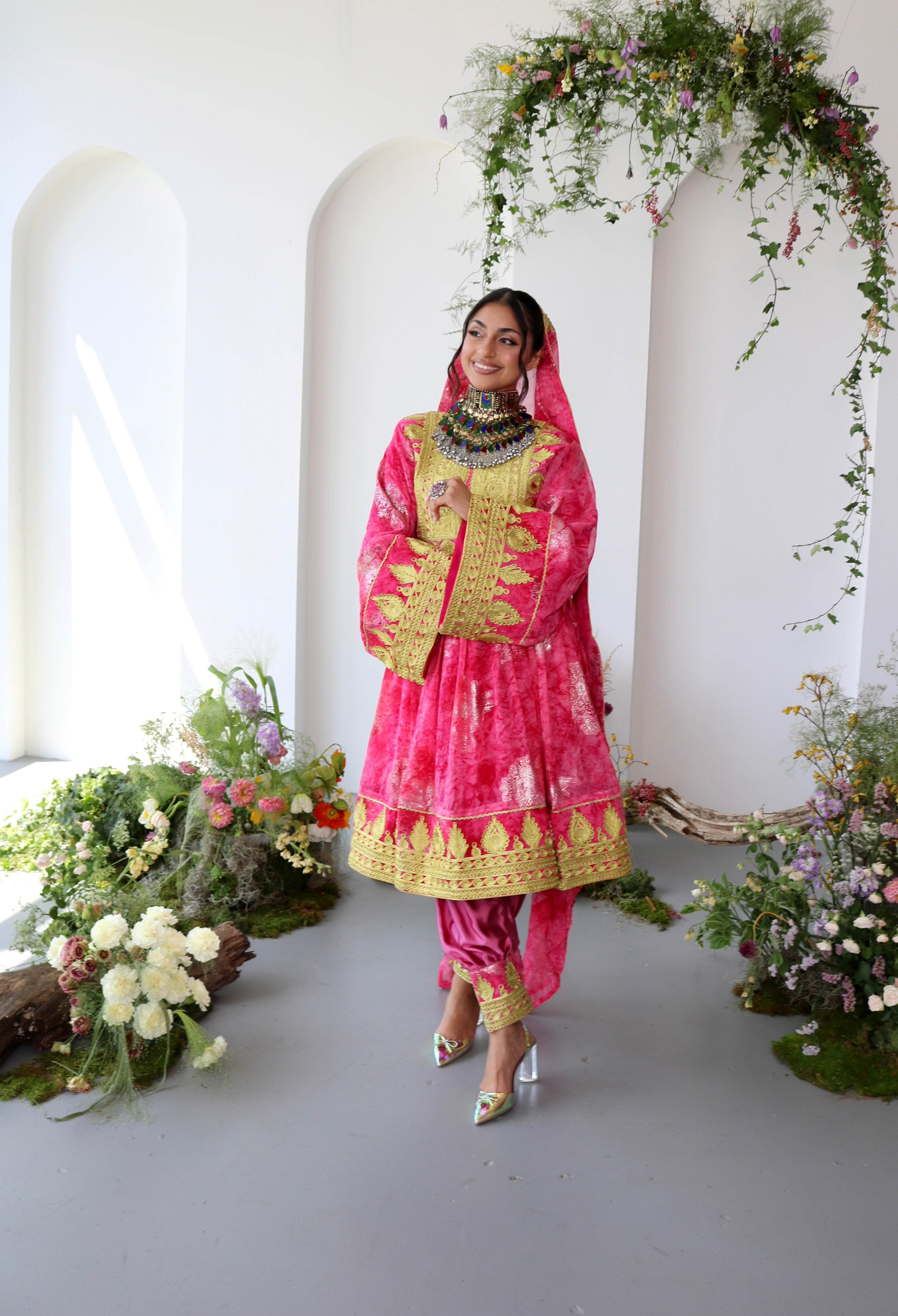Farah Afghan Kuchi Dress (pink)
