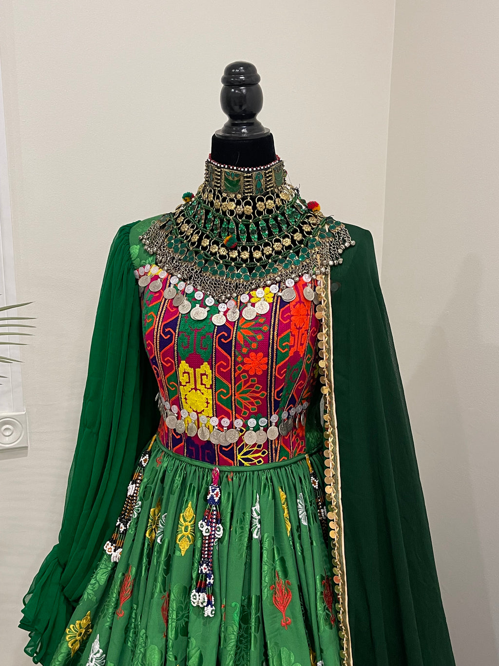 Nelofar Afghan Kuchi Dress -Green