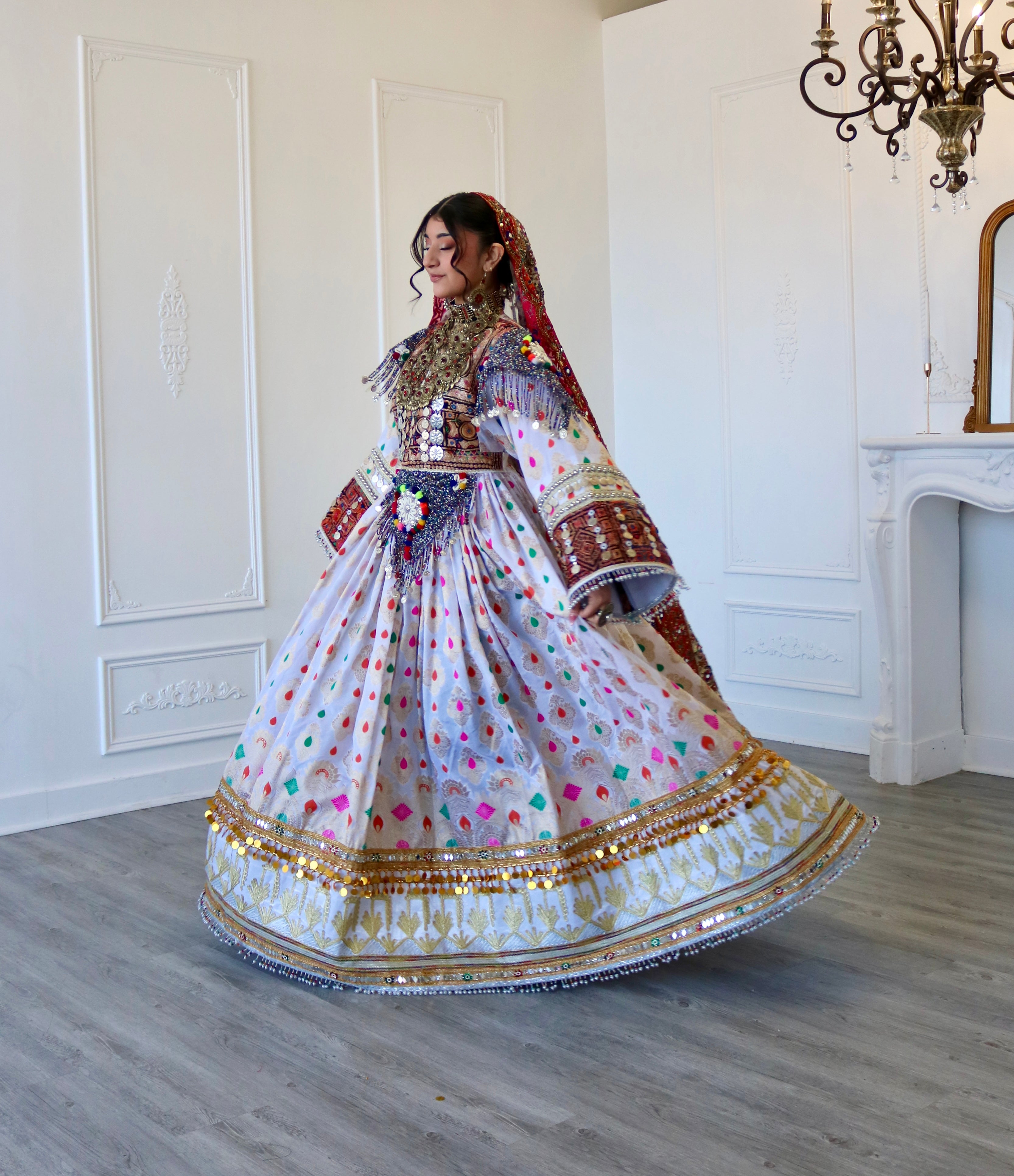 Mursal Afghan Kuchi Dress (white)