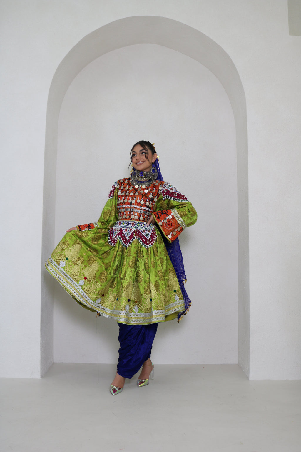 Farzana Afghan Kuchi Dress (mint green)