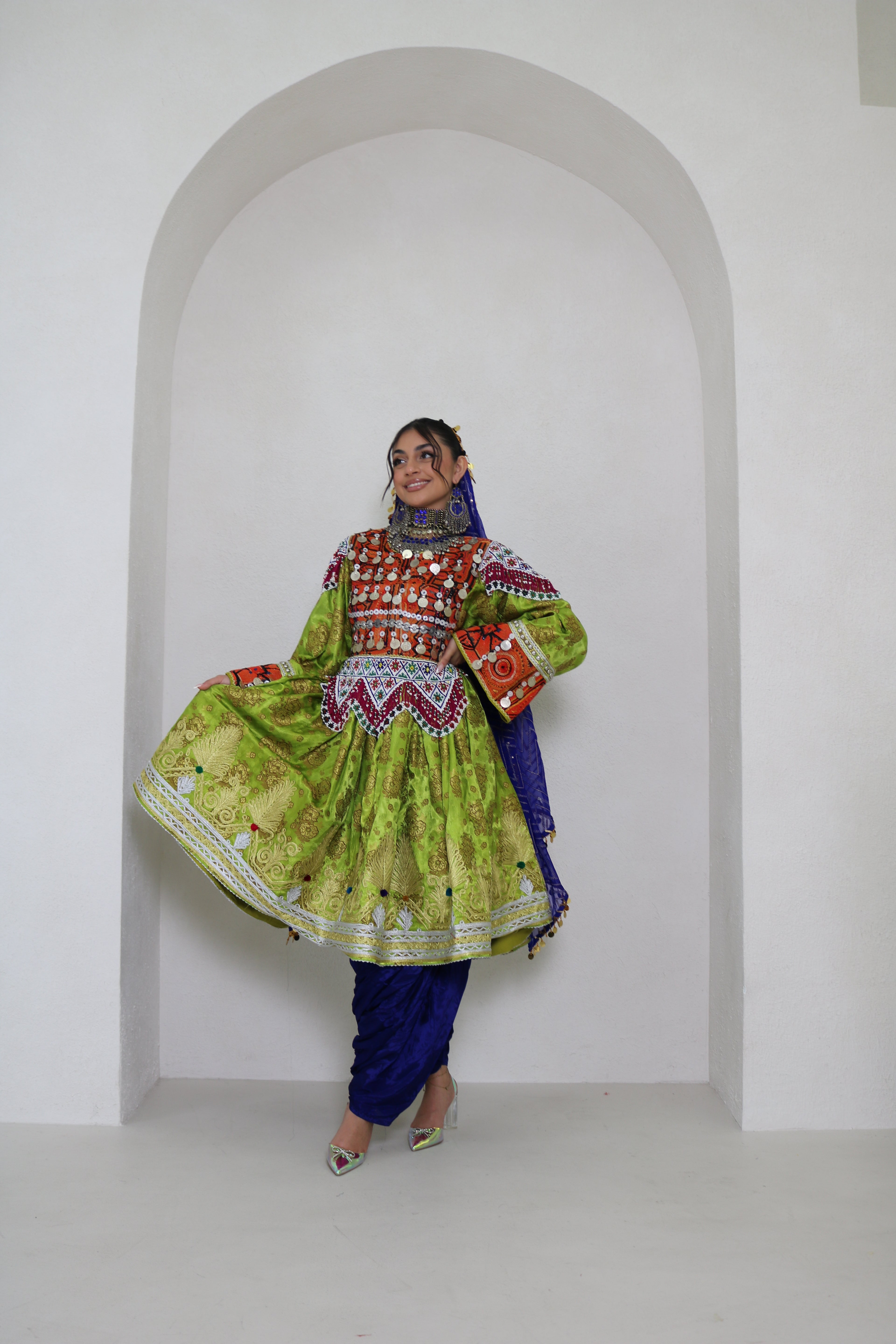 Farzana Afghan Kuchi Dress (mint green)