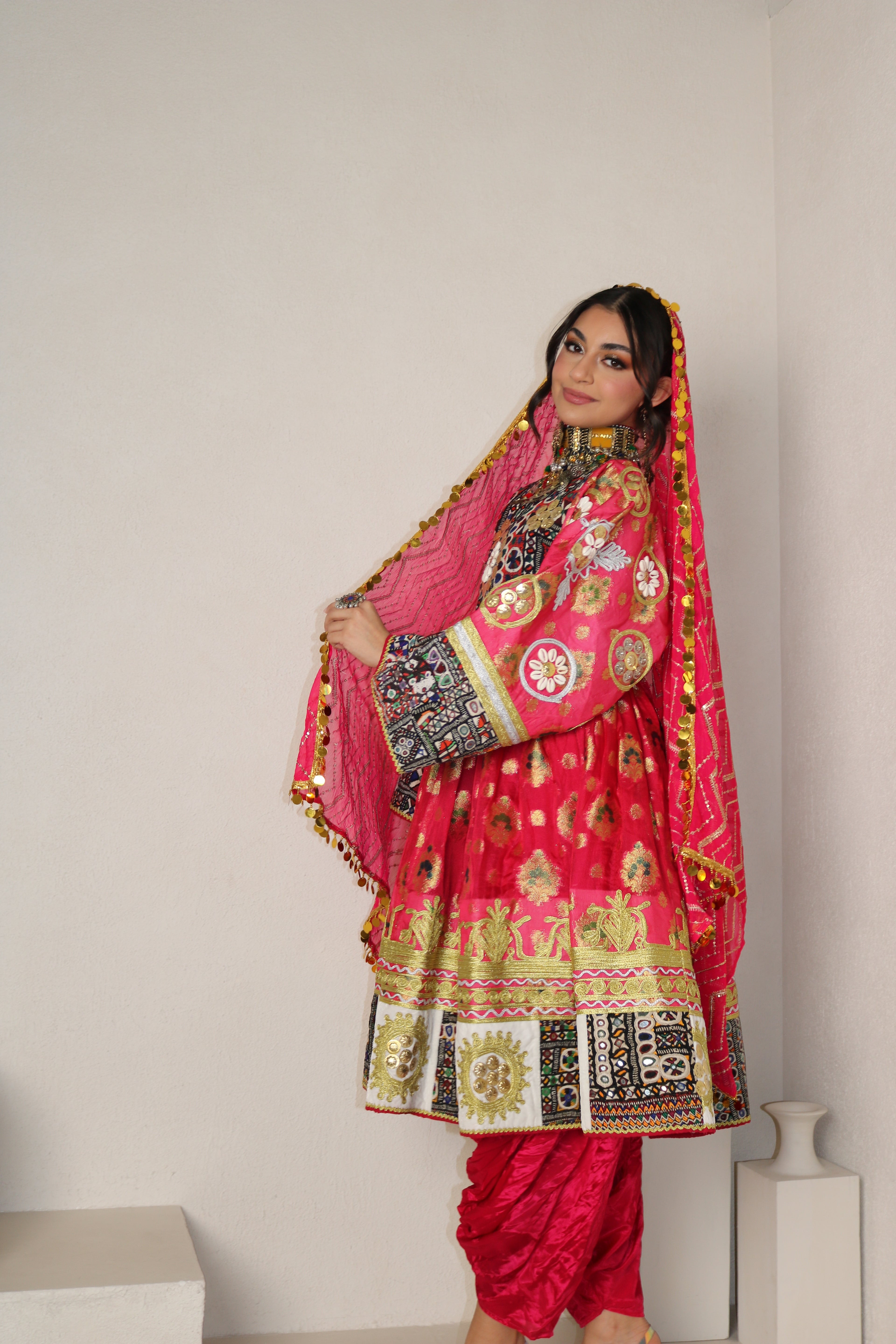 Fazila Afghan Kuchi Dress (pink)