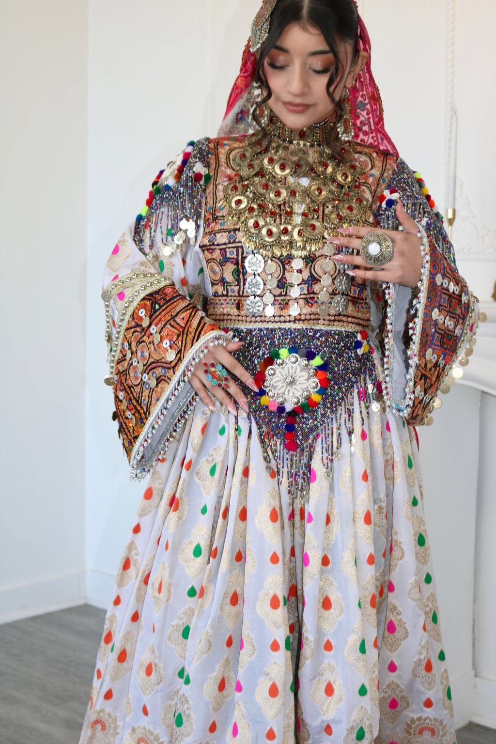 Mursal Afghan Kuchi Dress (white)