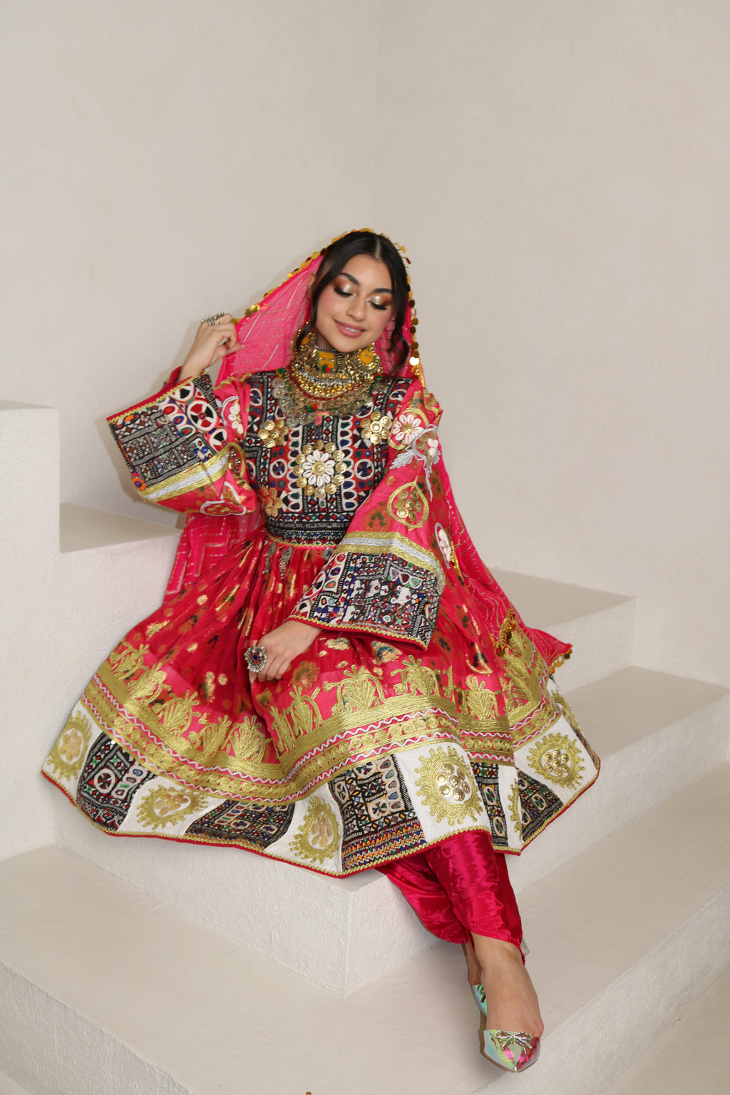 Fazila Afghan Kuchi Dress (pink)