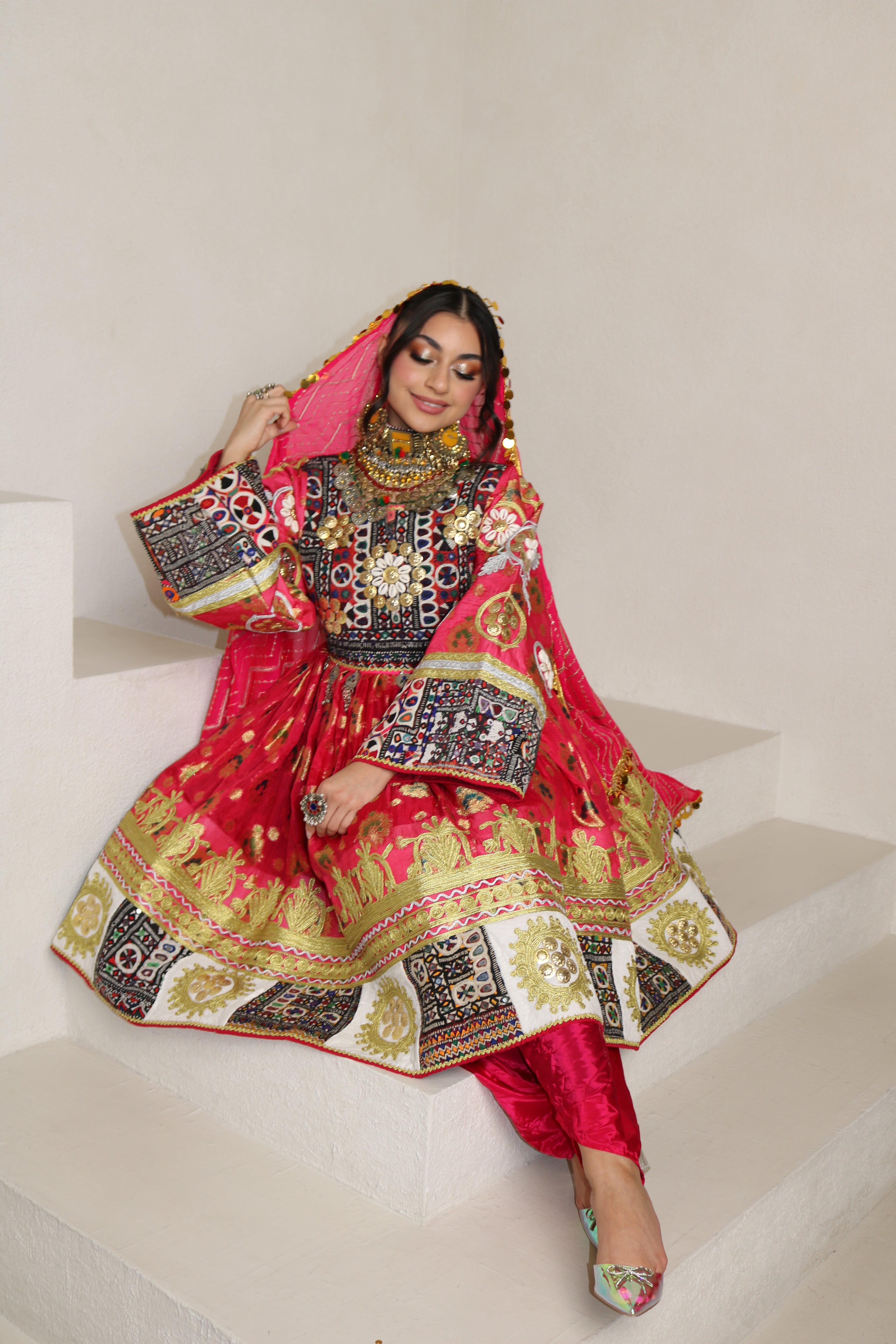 Fazila Afghan Kuchi Dress (pink)