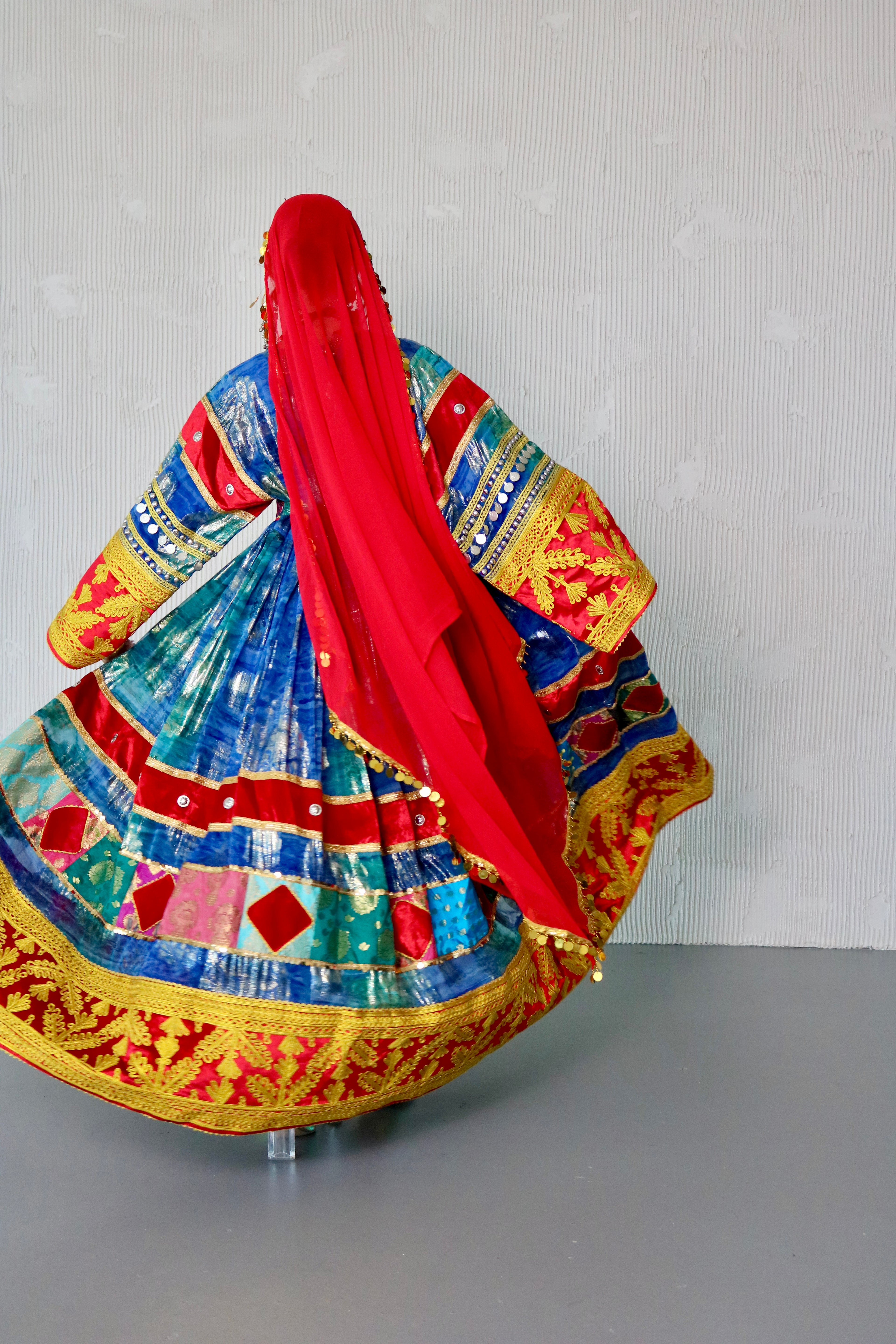 Layma Afghan Kuchi Dress(red/blue)