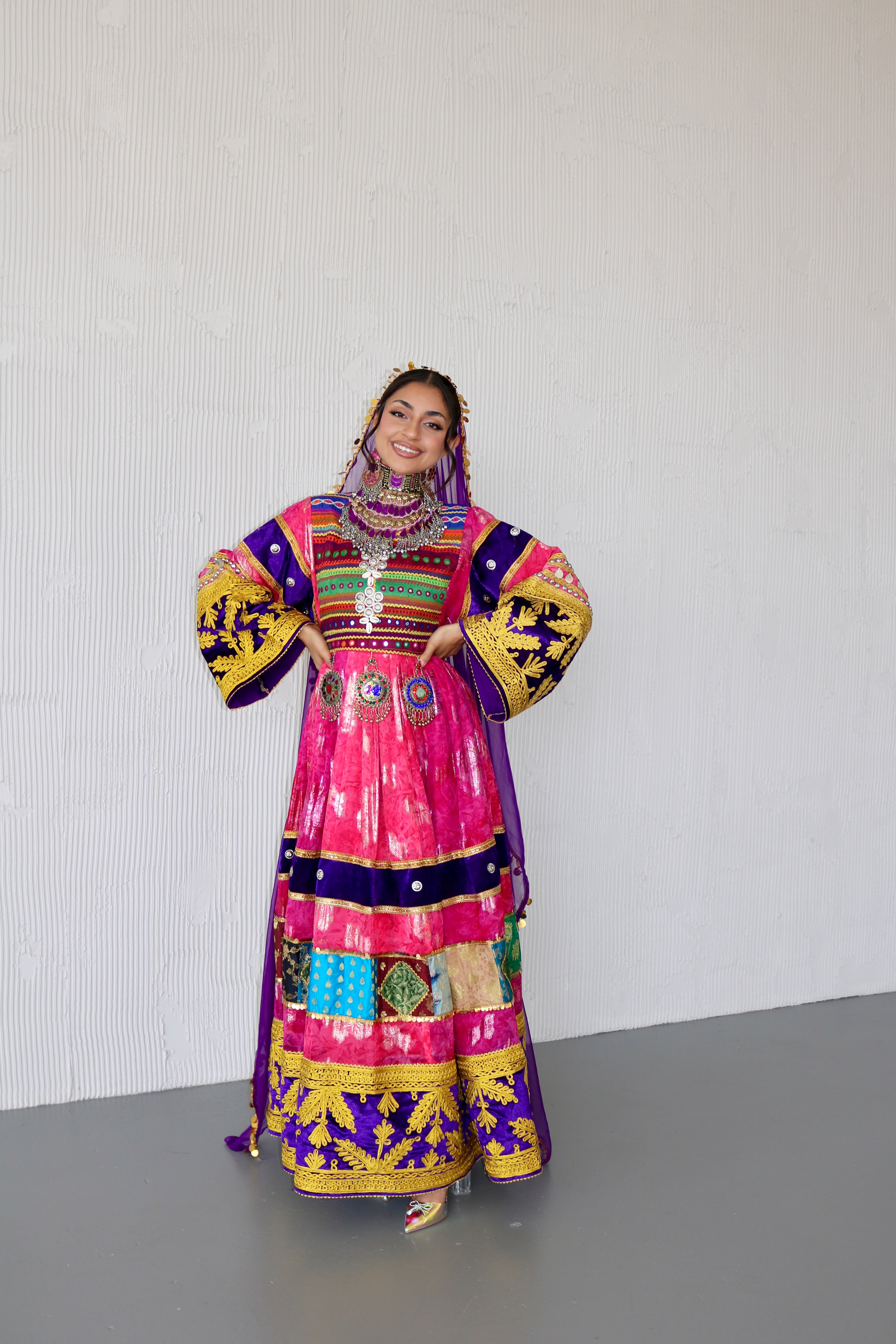 Layma Afghan Kuchi Dress(pink/purple)