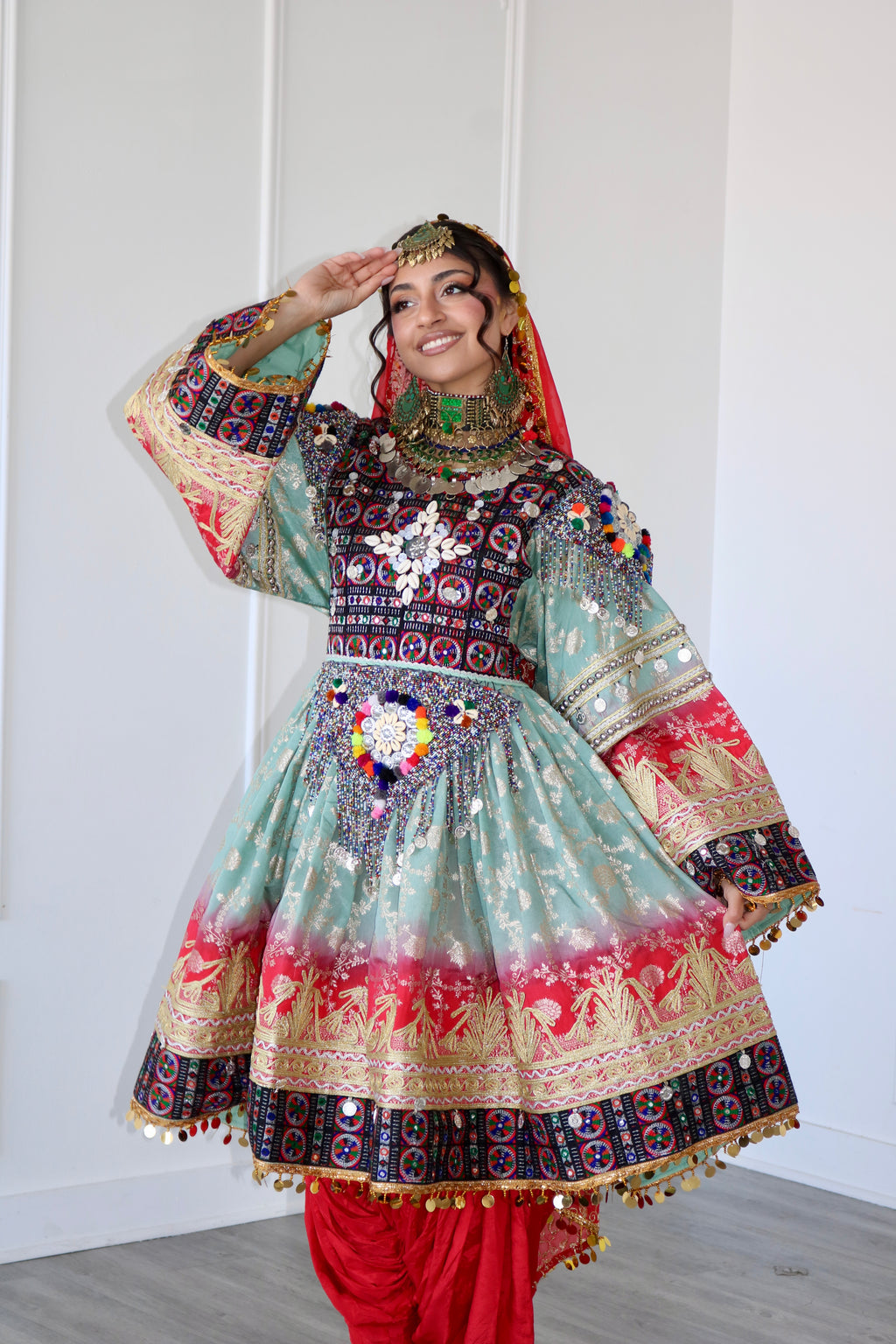 Afghan Kuchi Dress (blue/red)