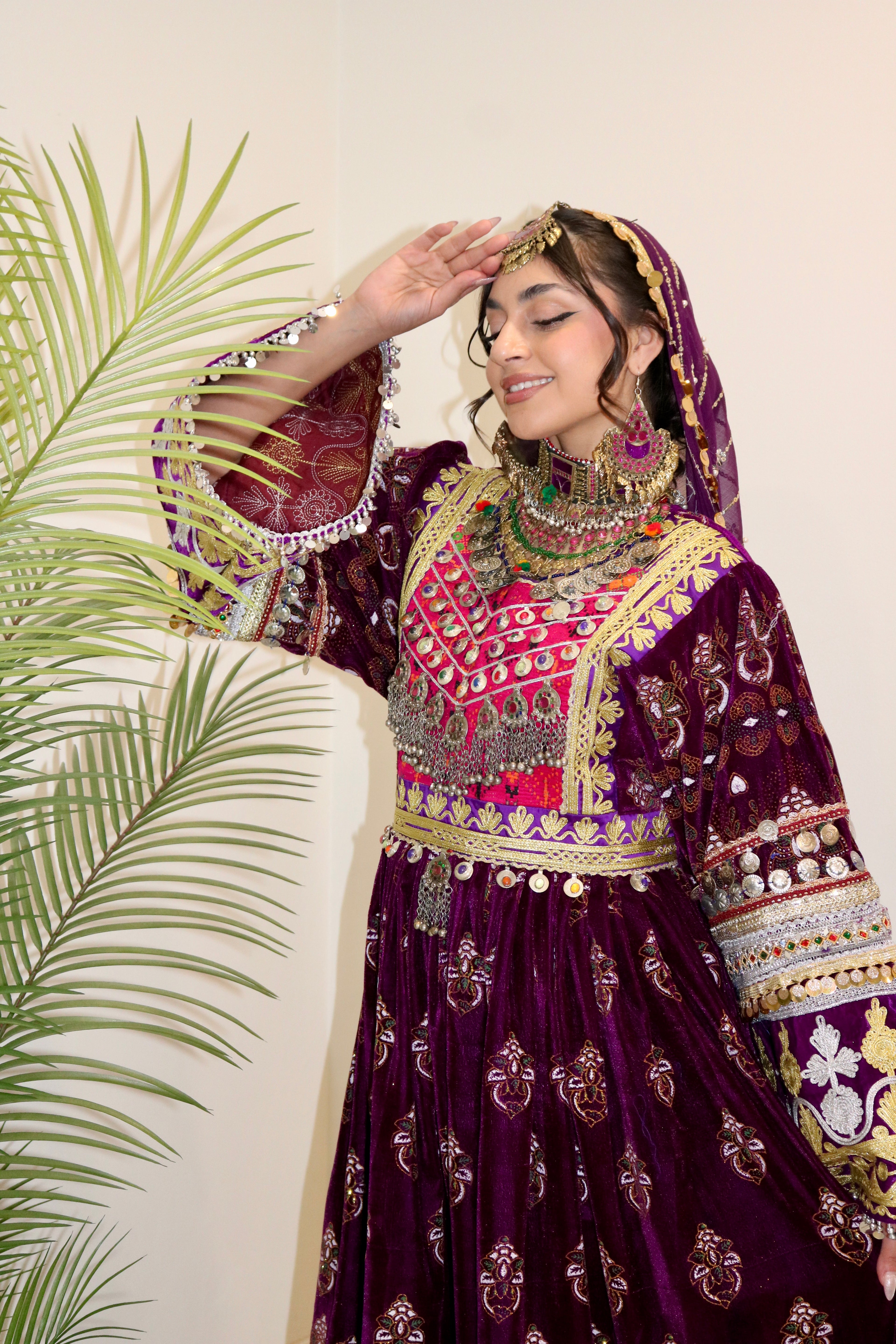 Muska Afghan Kuchi Dress (purple)