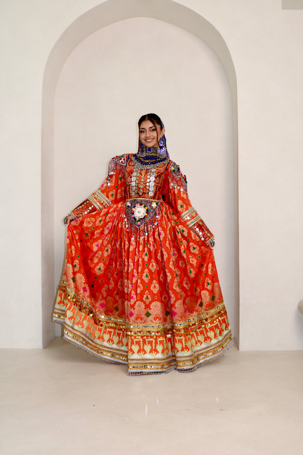 Mursal Afghan Kuchi Dress (orange)