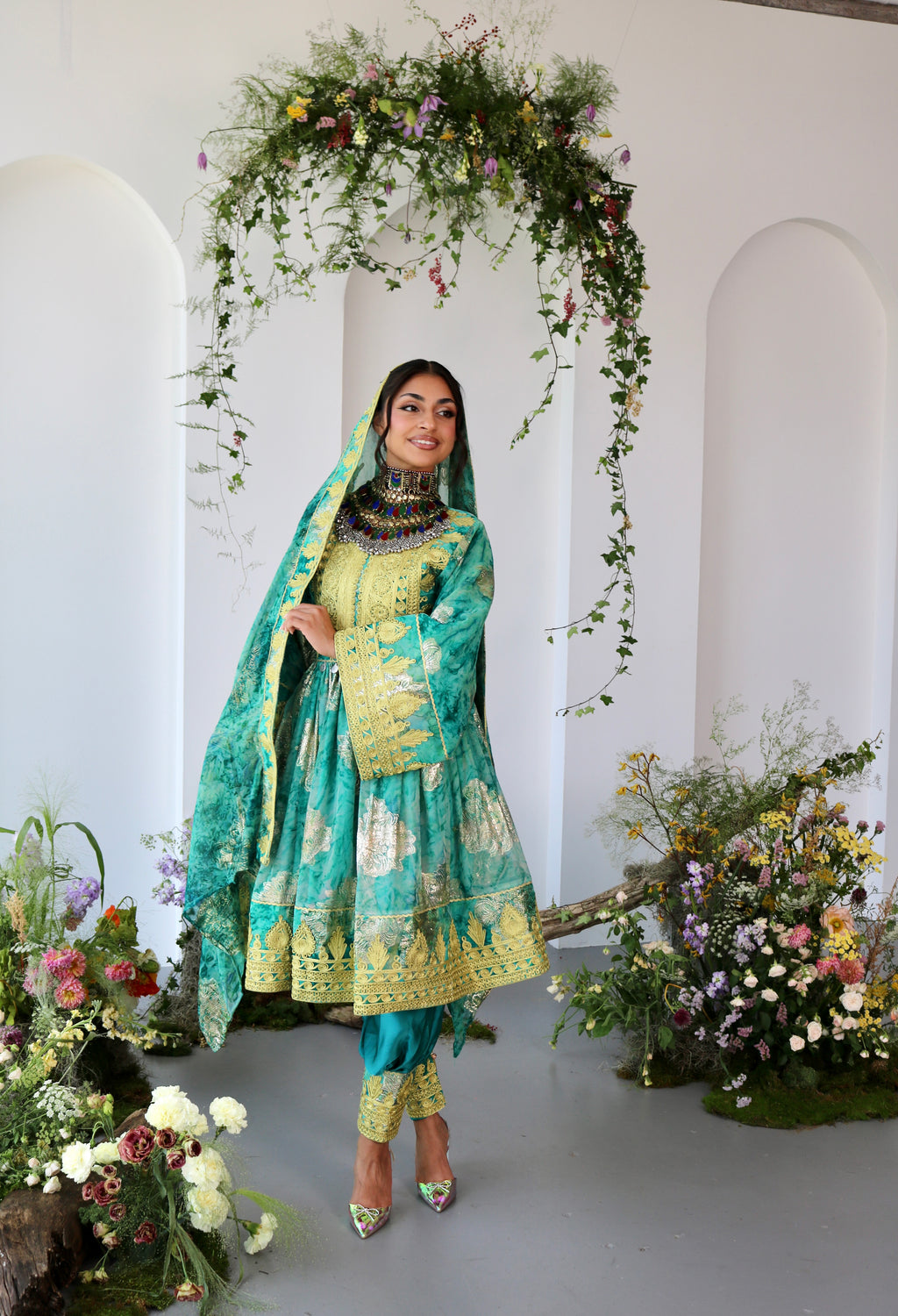 Farah Afghan Kuchi Dress (blue)