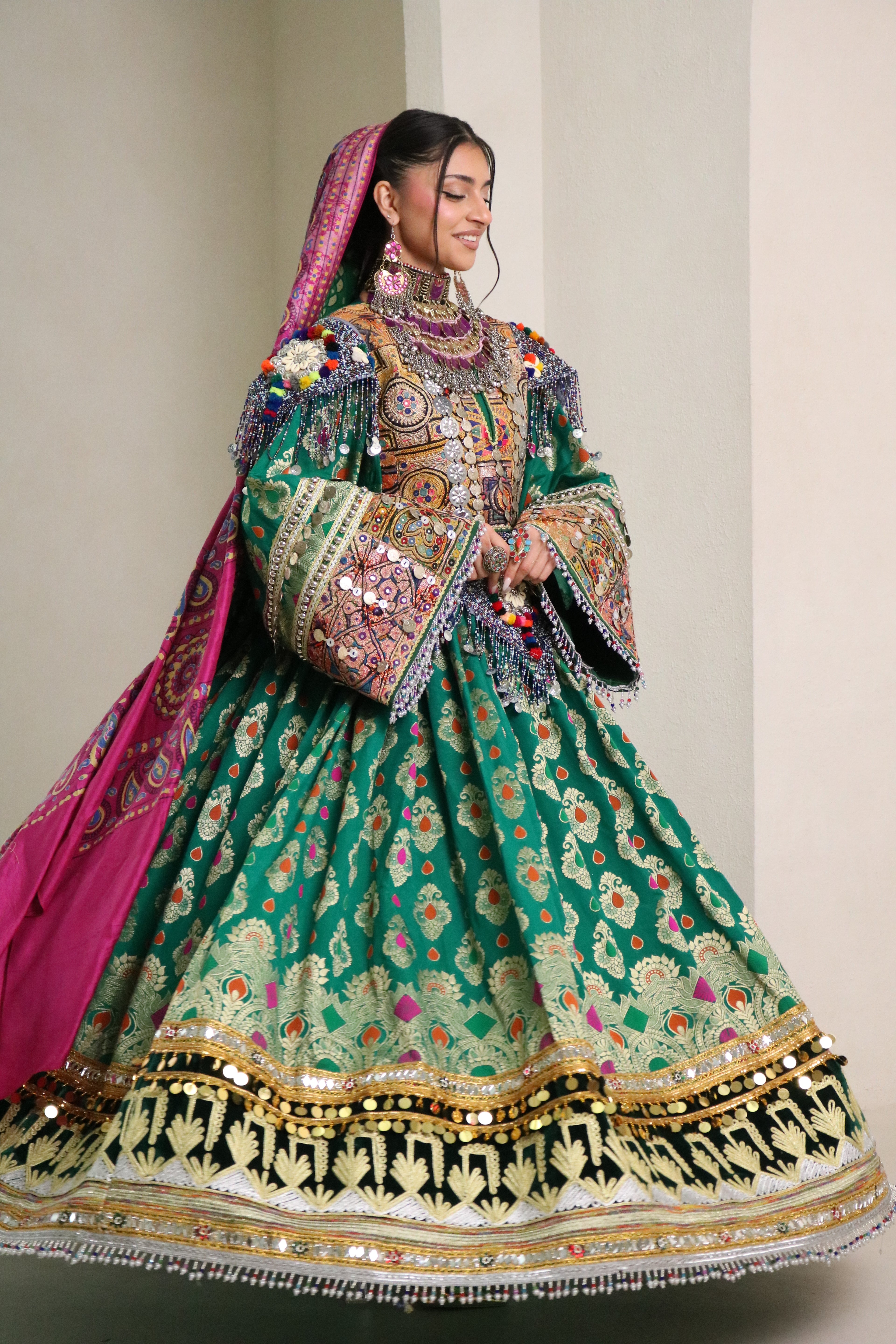 Mursal Afghan Kuchi Dress (green)