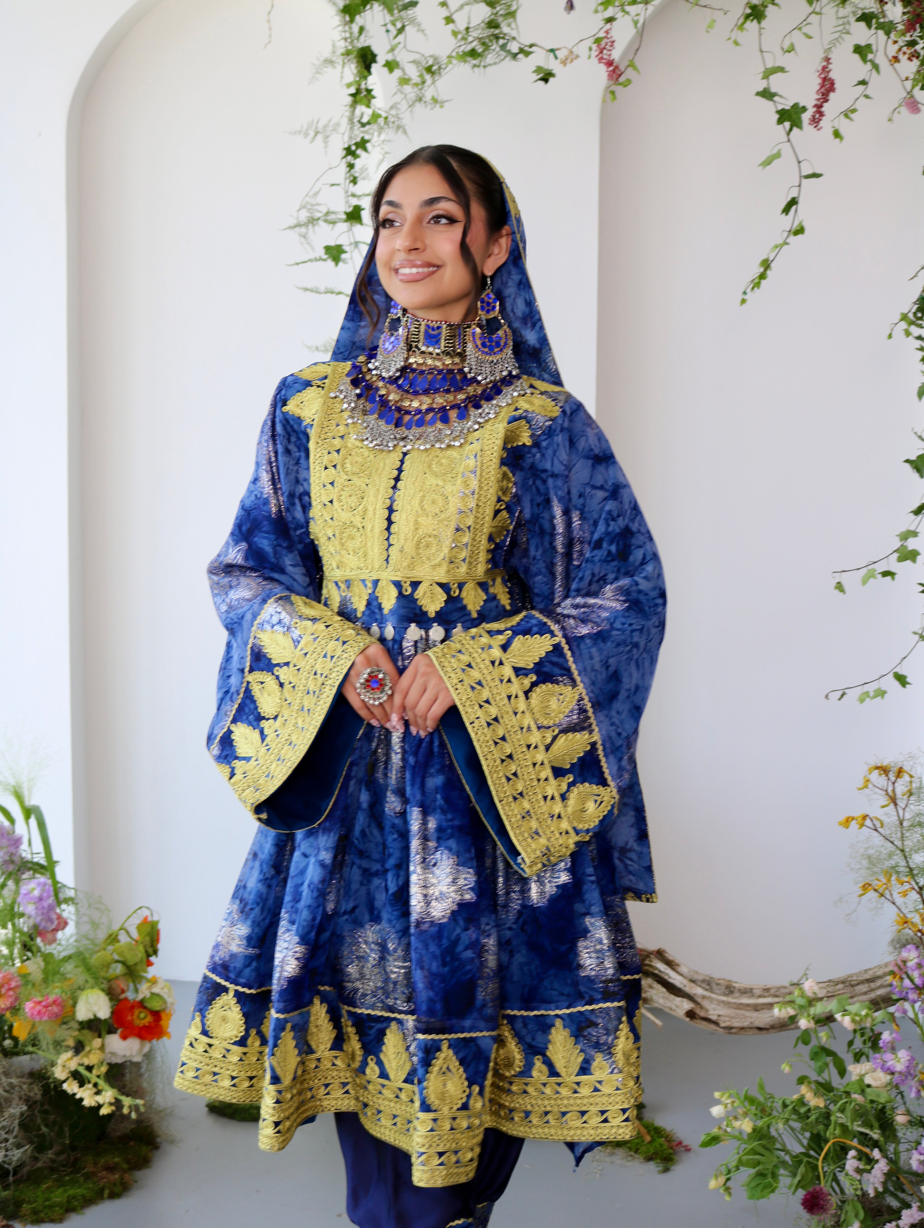 Farah Afghan Kuchi Dress (navy blue)
