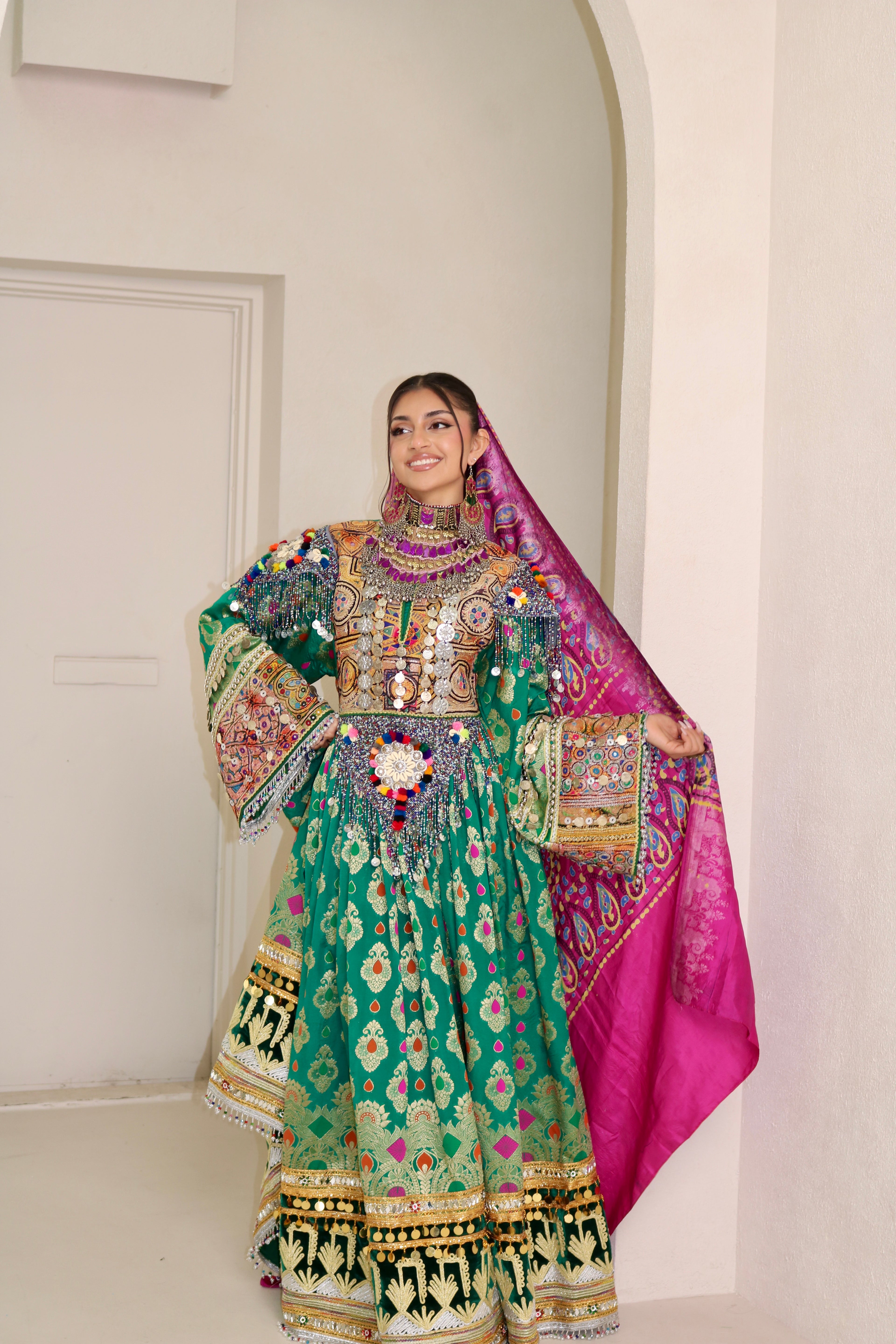 Mursal Afghan Kuchi Dress (green)