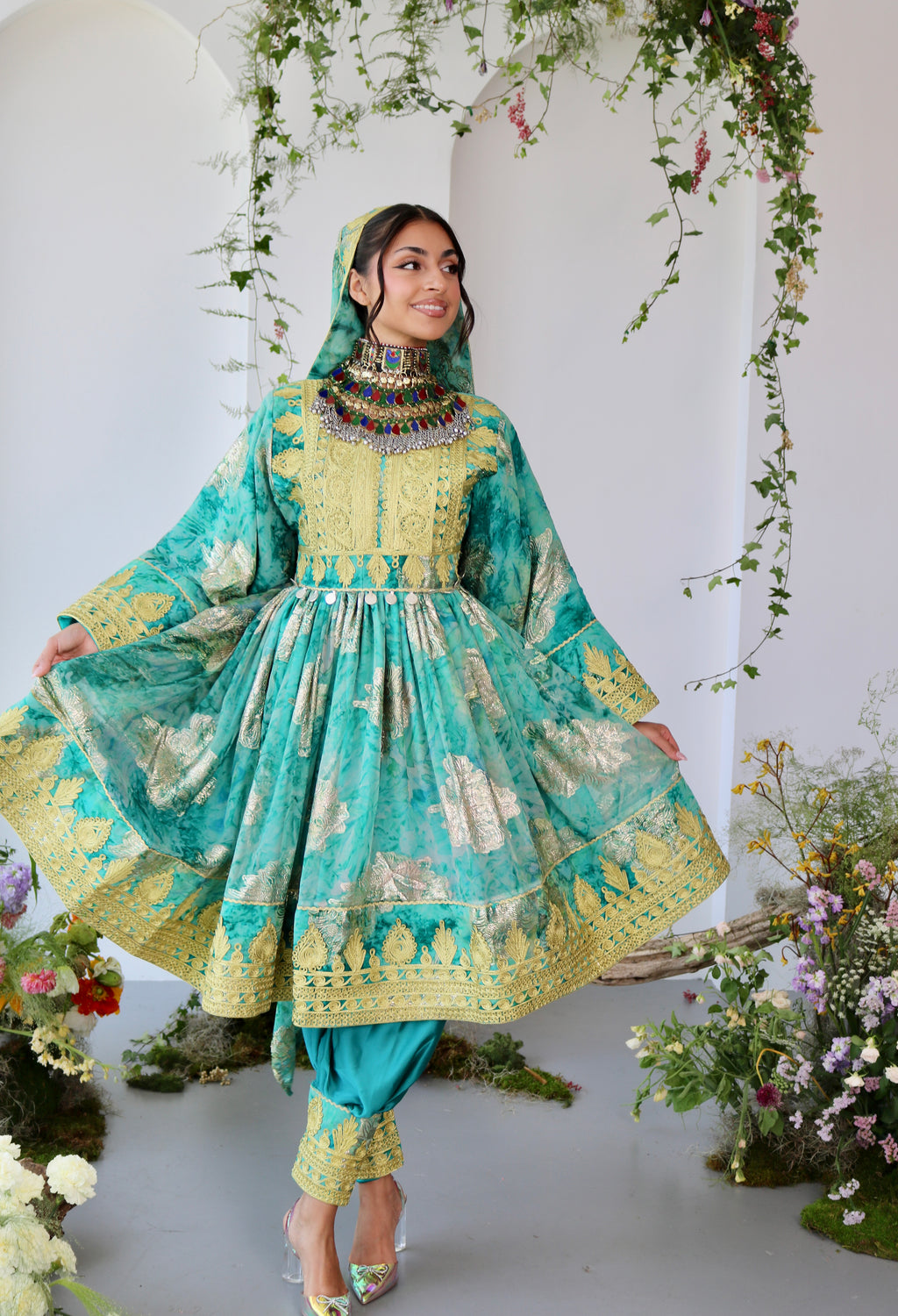 Farah Afghan Kuchi Dress (blue)