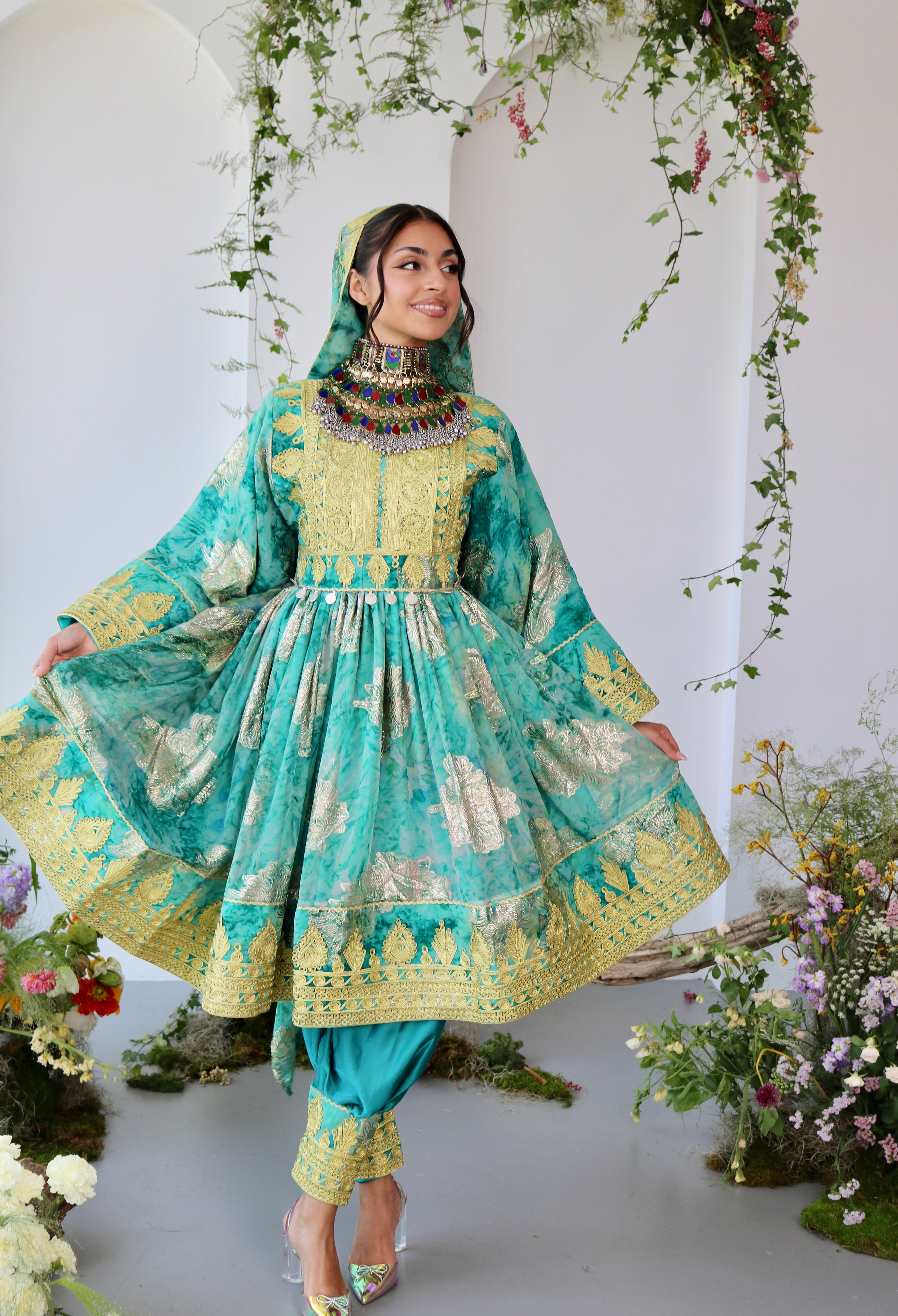 Farah Afghan Kuchi Dress (blue)