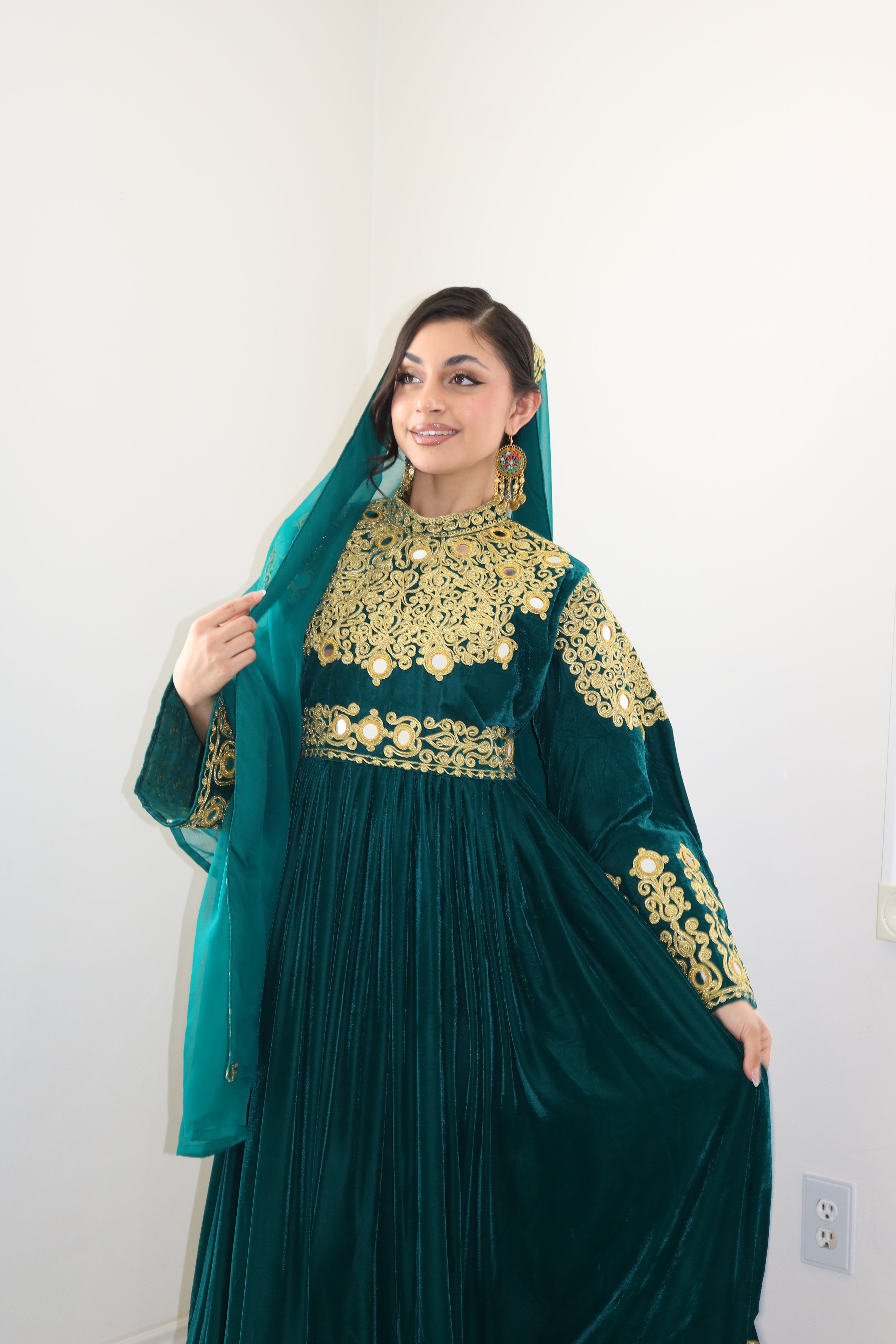 Sahar Afghan Kuchi Dress (sea green)