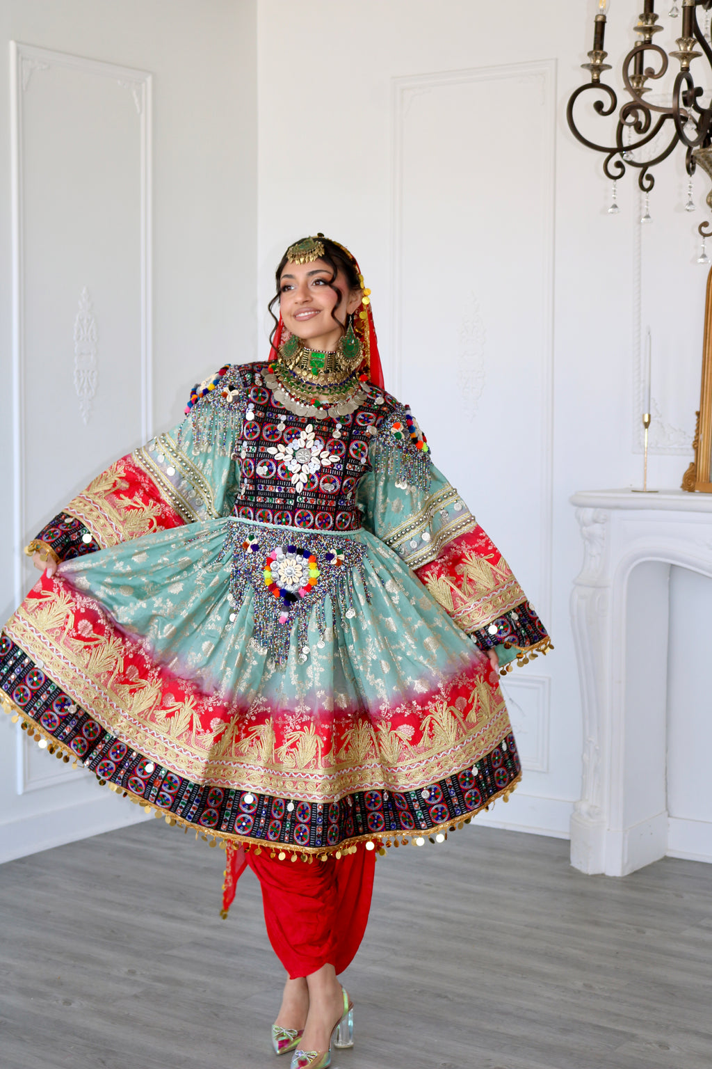 Afghan Kuchi Dress (blue/red)