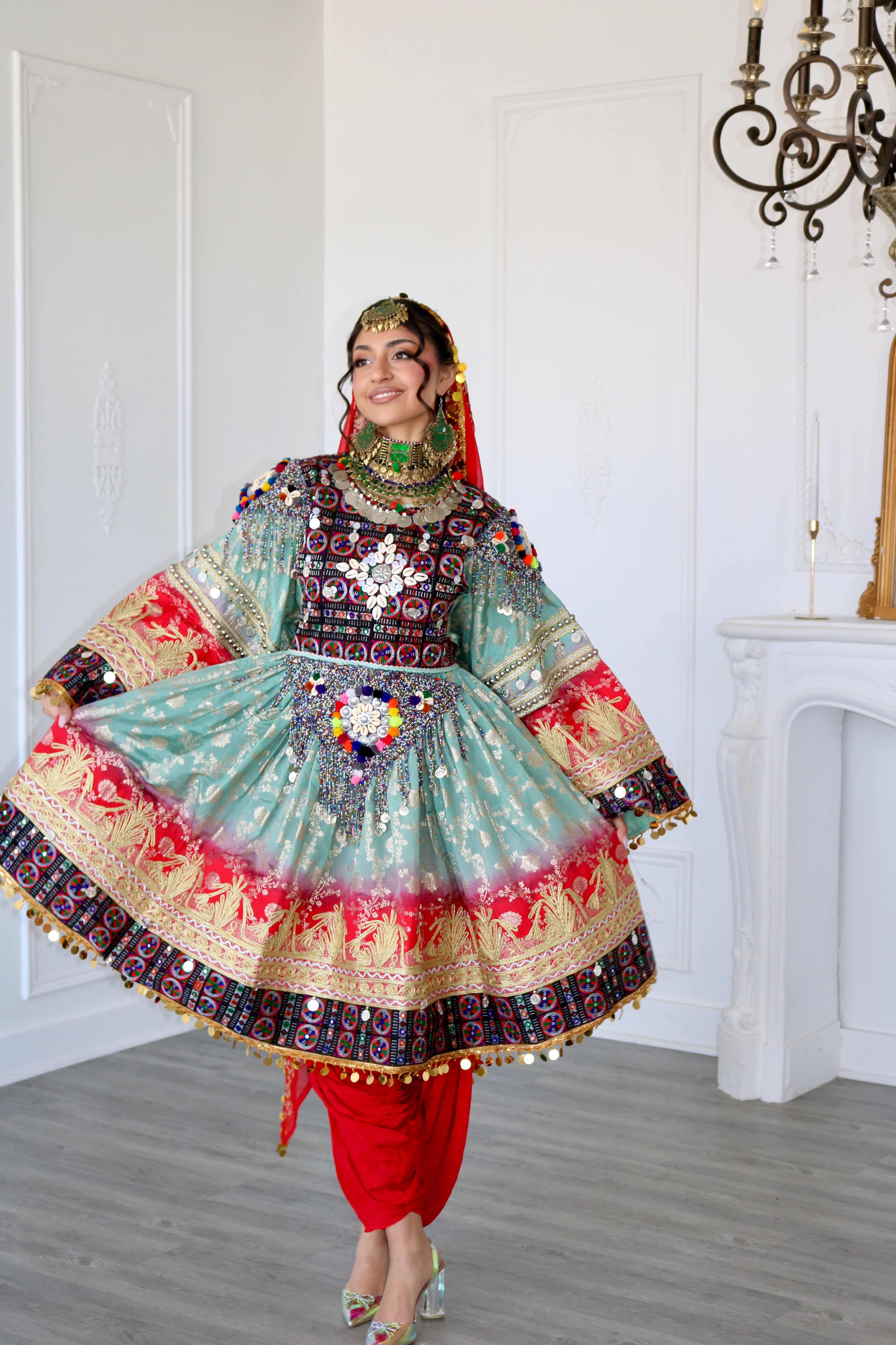 Afghan Kuchi Dress (blue/red)
