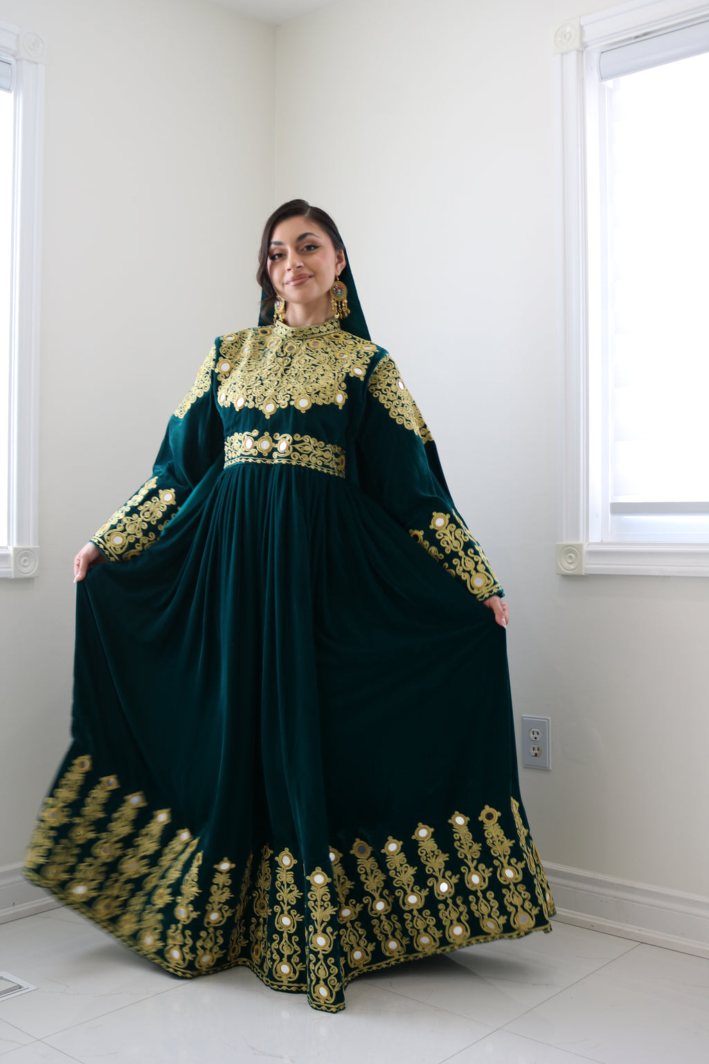 Sahar Afghan Kuchi Dress (sea green)