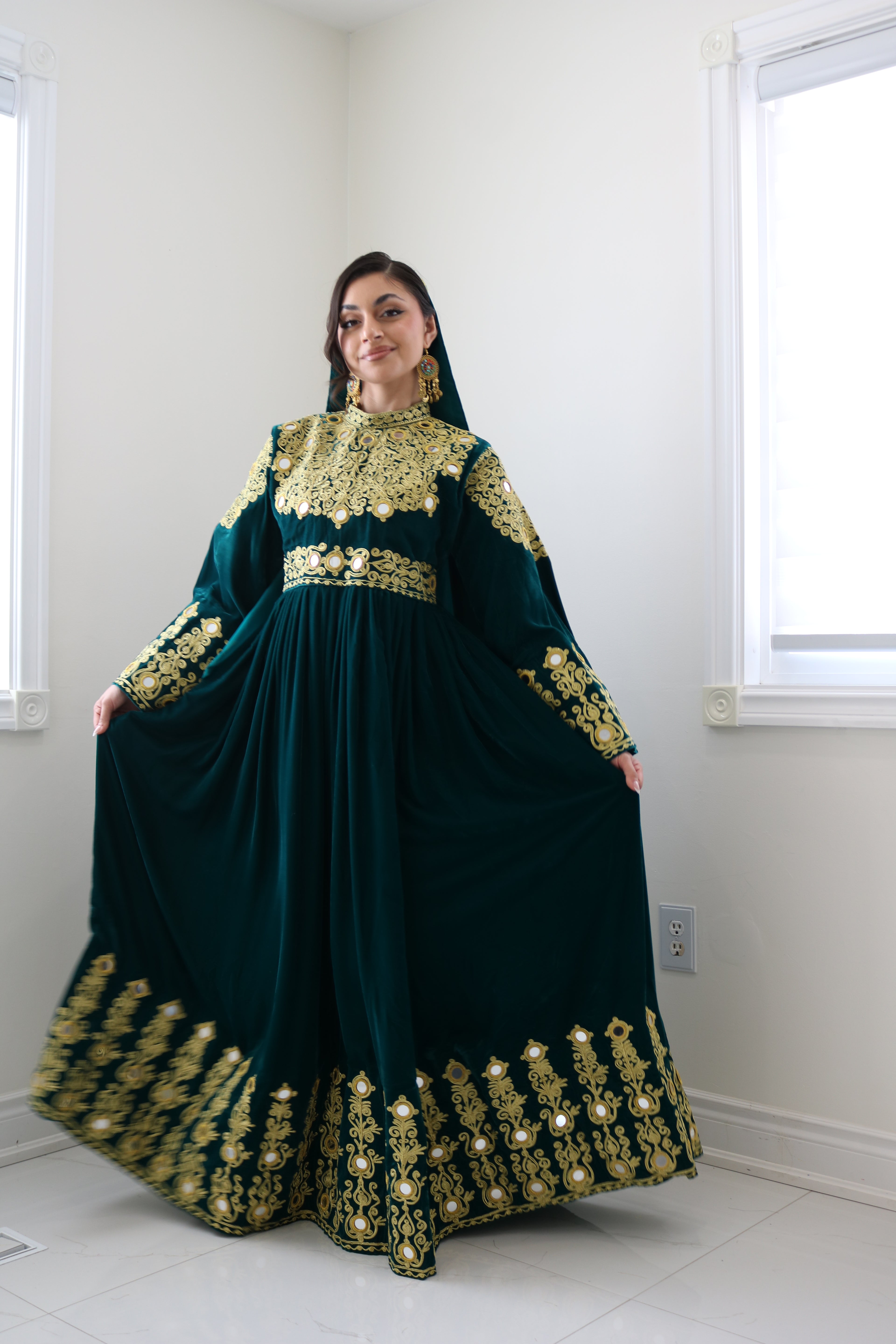 Sahar Afghan Kuchi Dress (sea green)